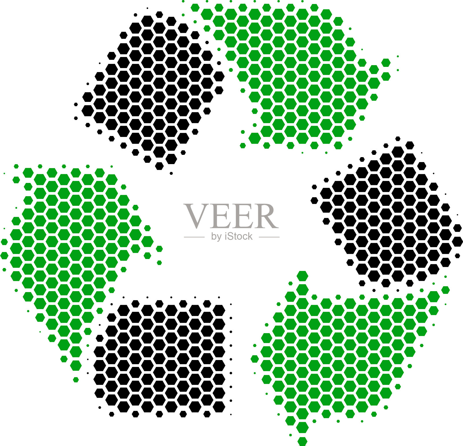 六边形半色调回收箭头图标插画图片素材