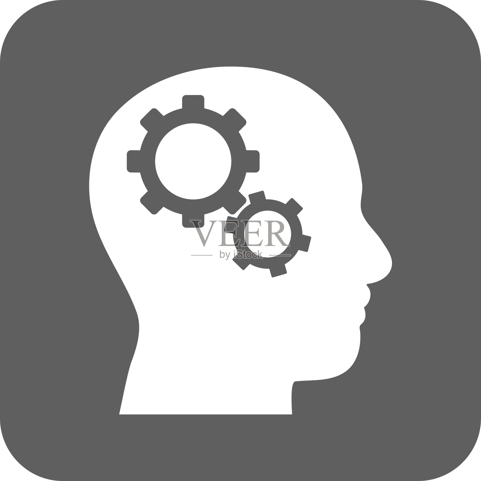 Brain Gears扁平方形图标图标素材