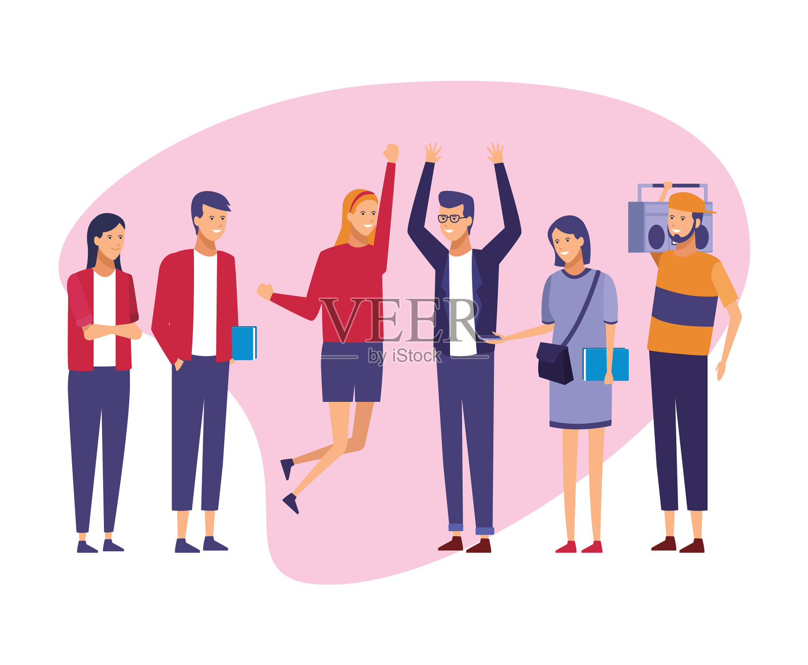 青年学生的漫画插画图片素材