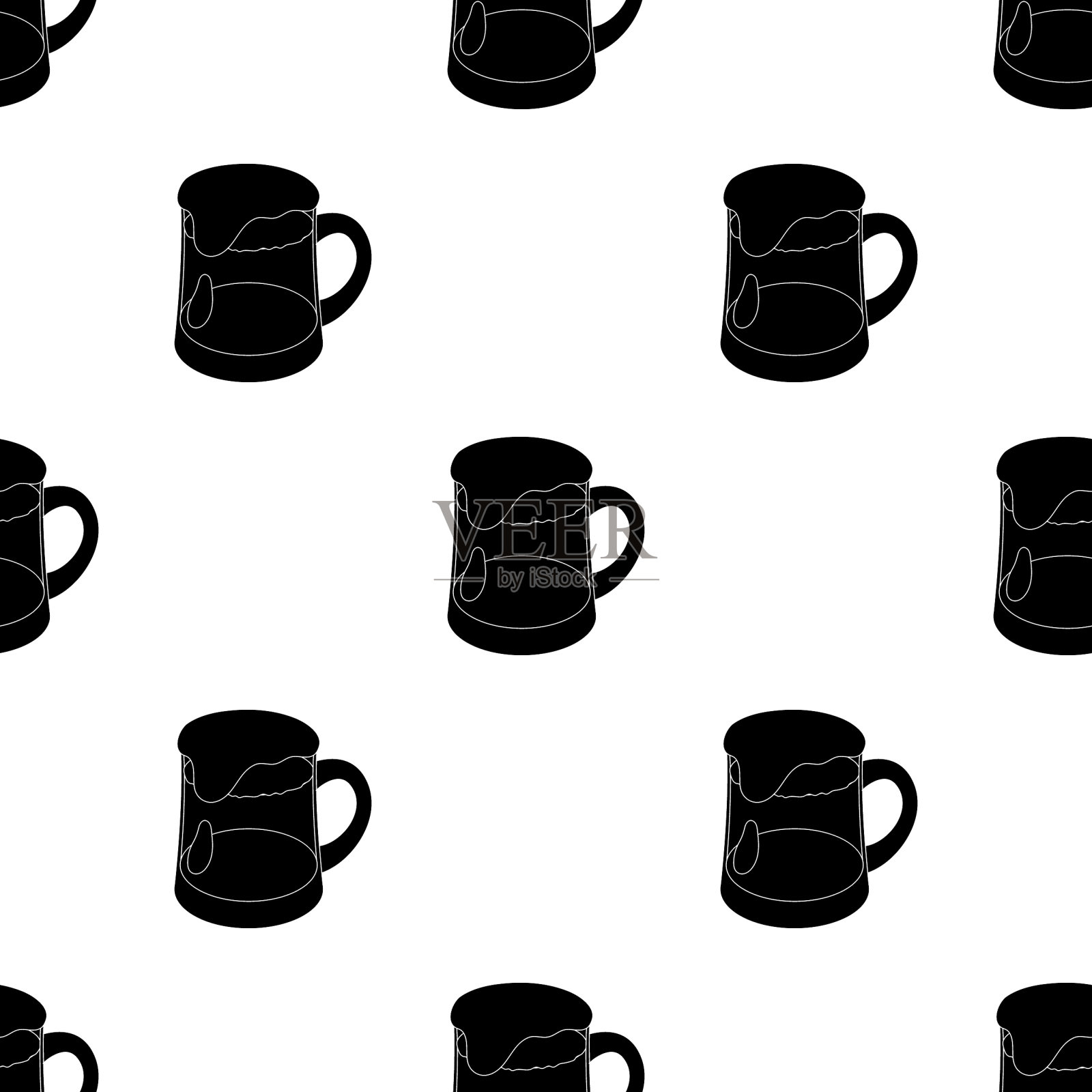 一杯充满泡沫的比利时啤酒，深色比利时啤酒插画图片素材