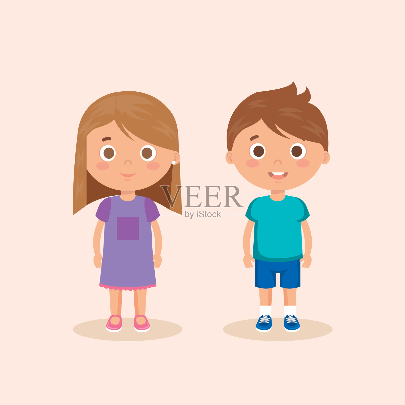 两个小孩角色插画图片素材