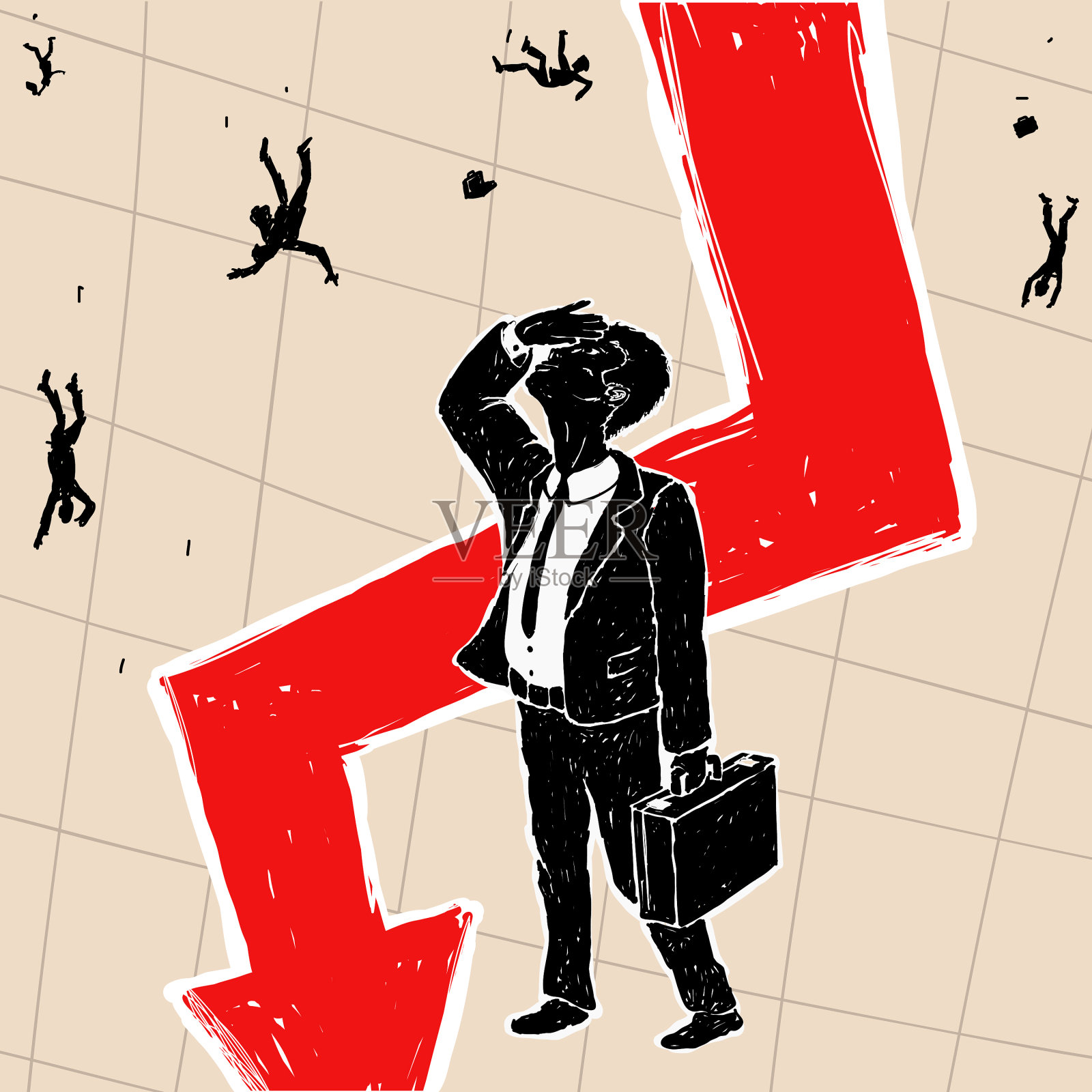 证券交易的金融危机插画图片素材