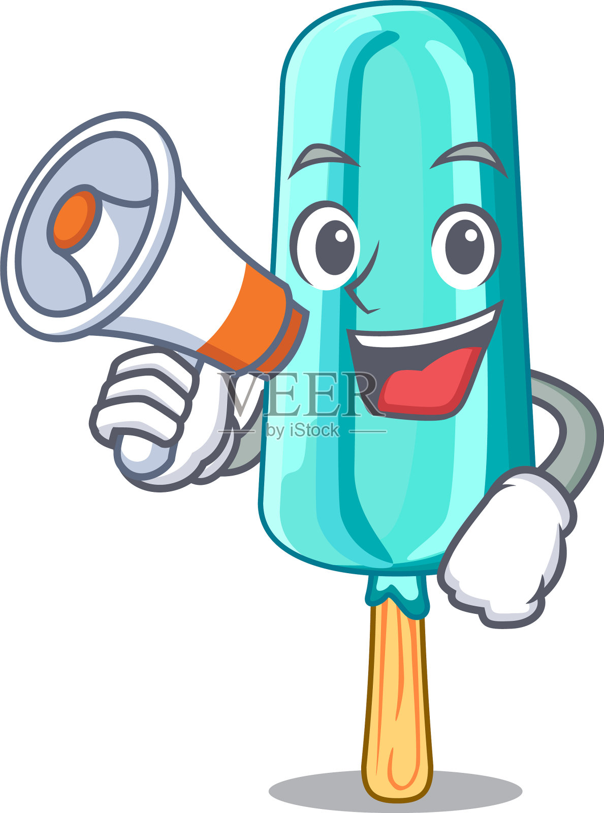 带扩音器的水果冰淇淋贴卡通设计元素图片