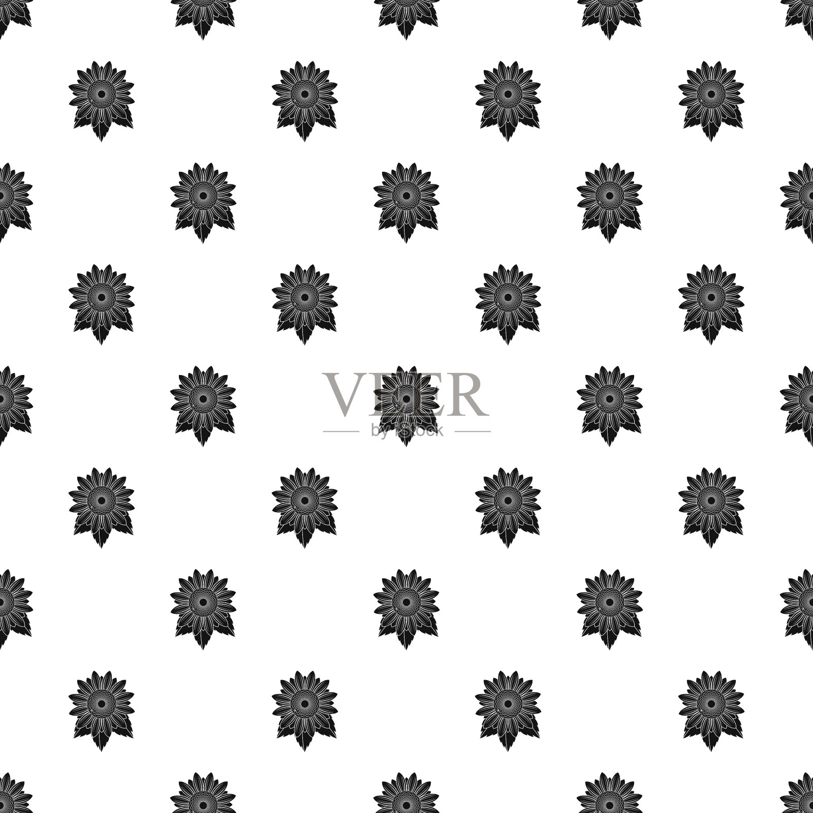 天然向日葵图案无缝接缝插画图片素材