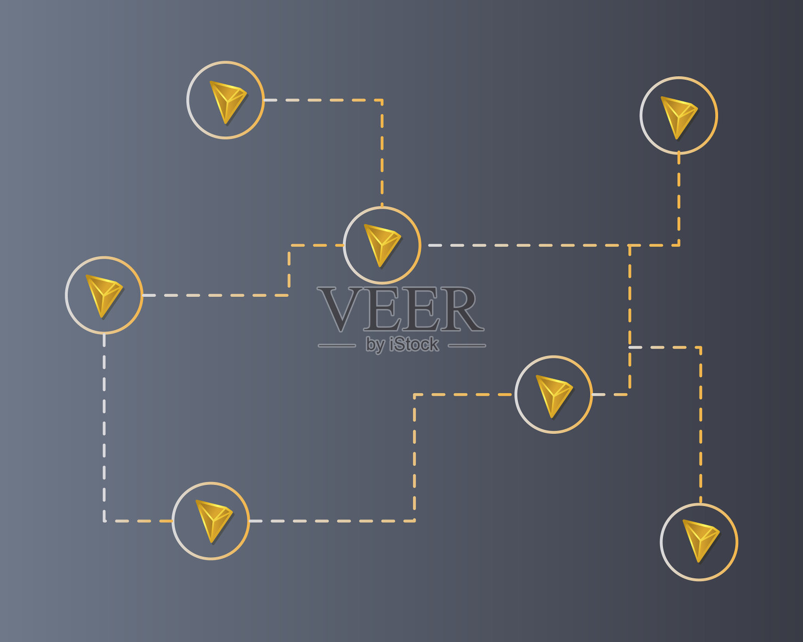 加密货币tron区块链连接网络插画图片素材