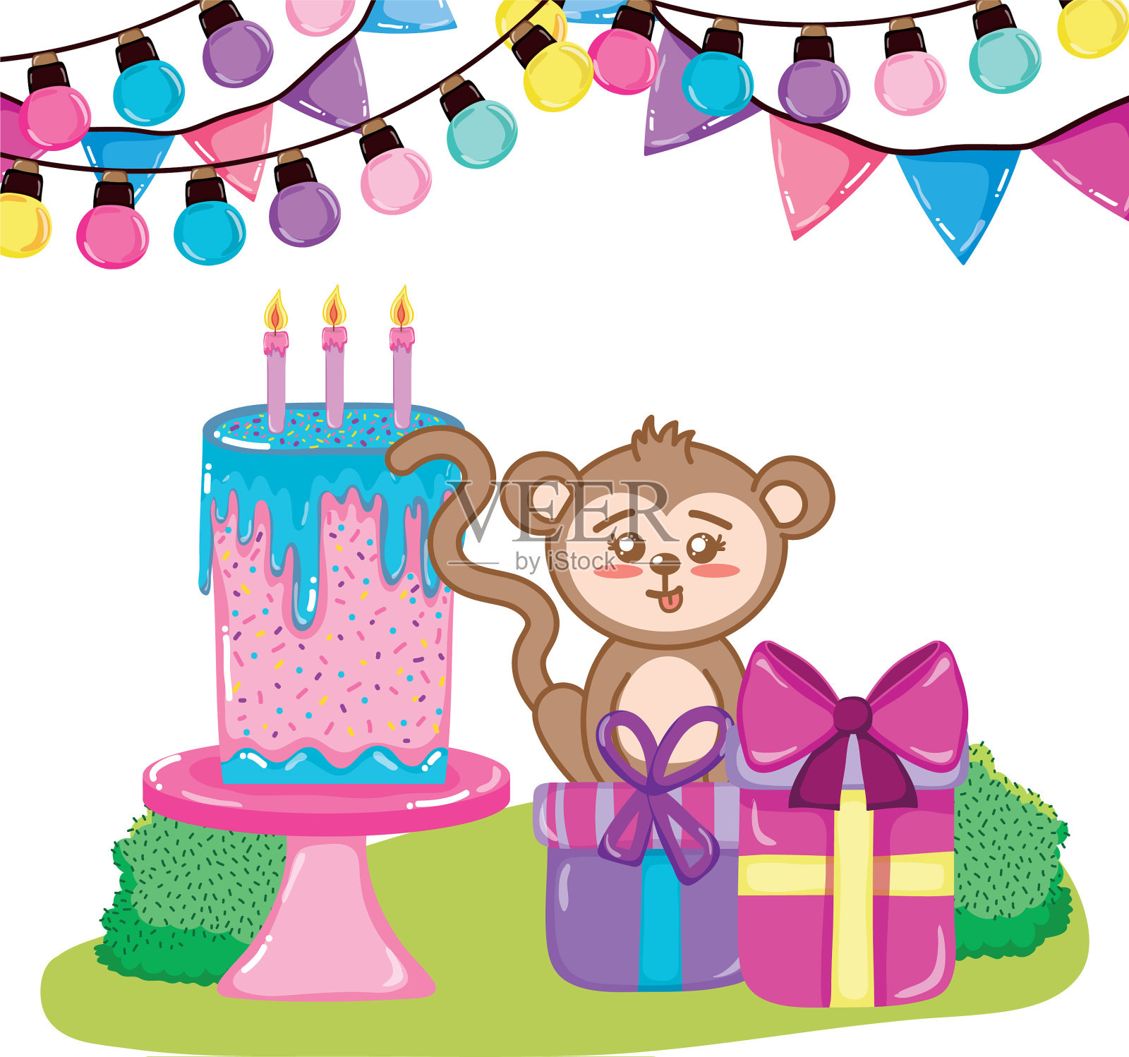 生日动物卡通设计模板素材