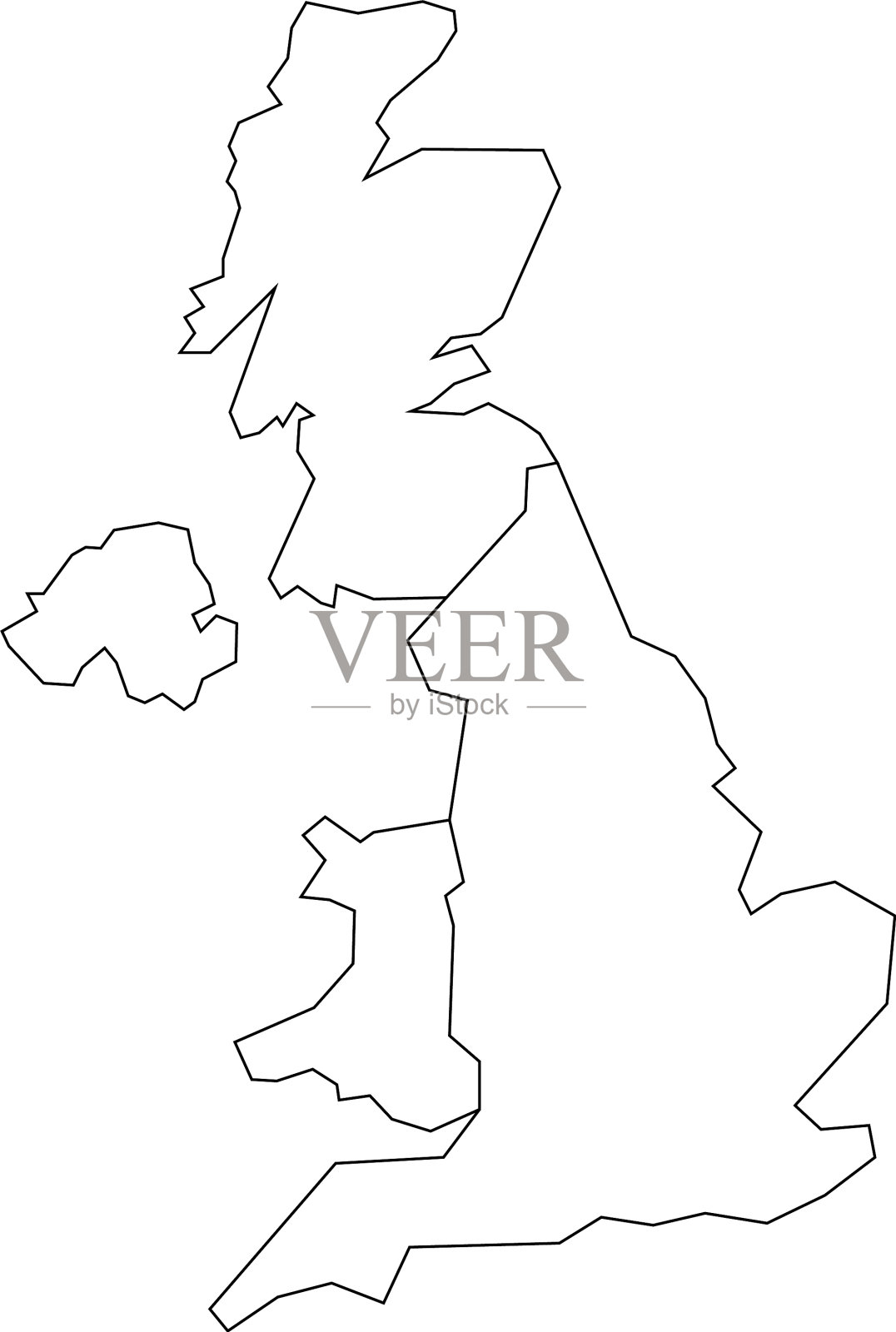 地图联合王国国家-英格兰威尔士插画图片素材