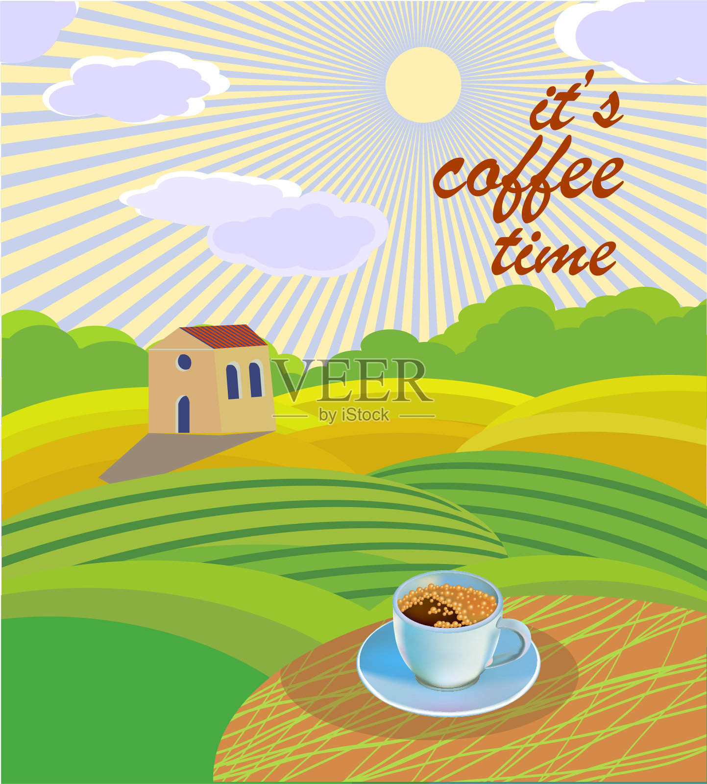 海报与春光明媚的日子景观插画图片素材