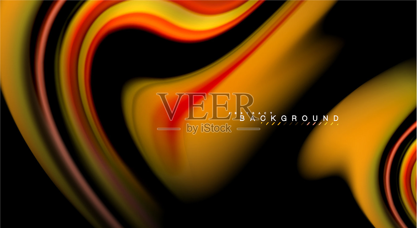 黑色背景上的流体彩虹颜色插画图片素材