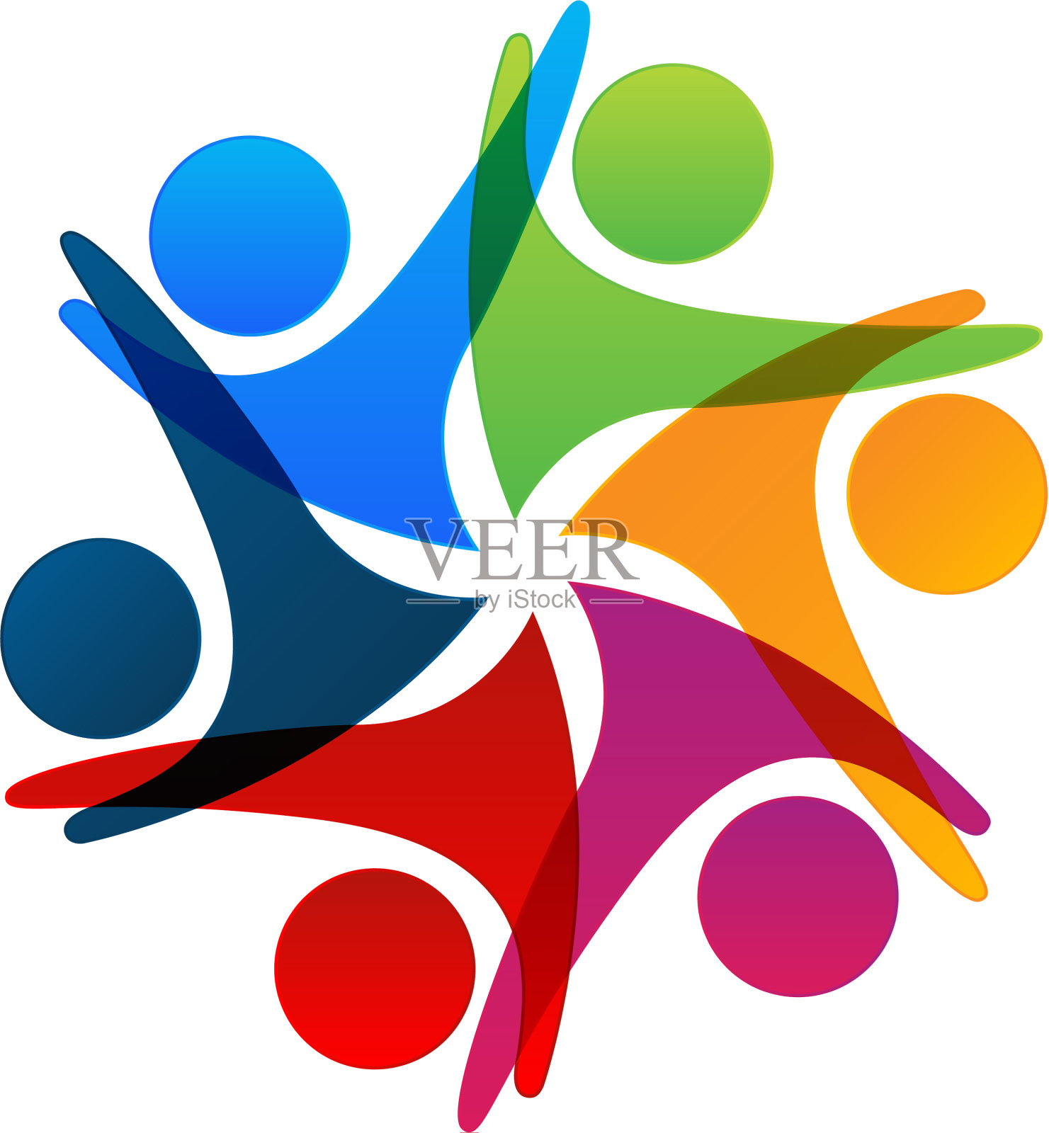 人团队合作概念圈组图标素材