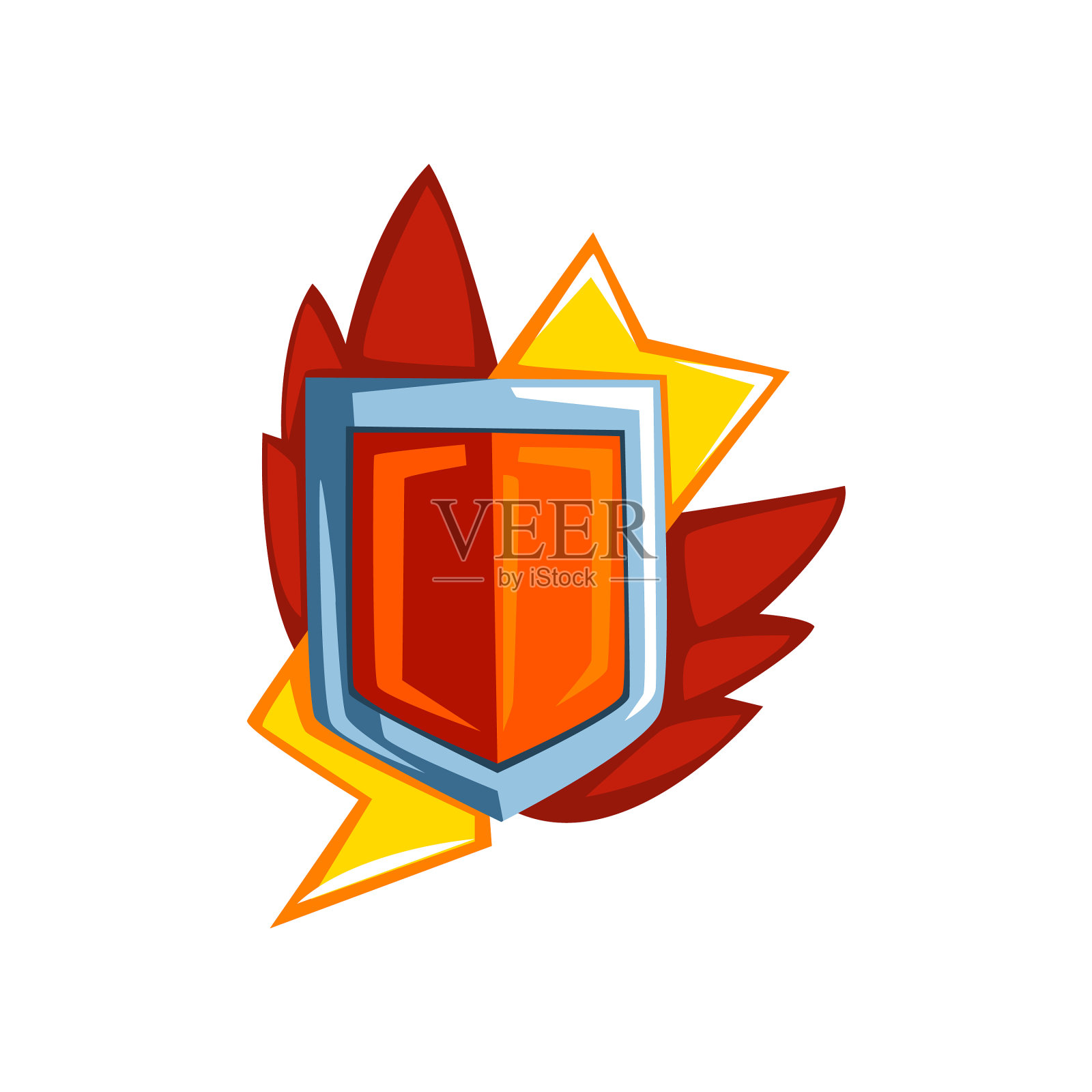 带有闪电标志的红色盾牌设计元素图片