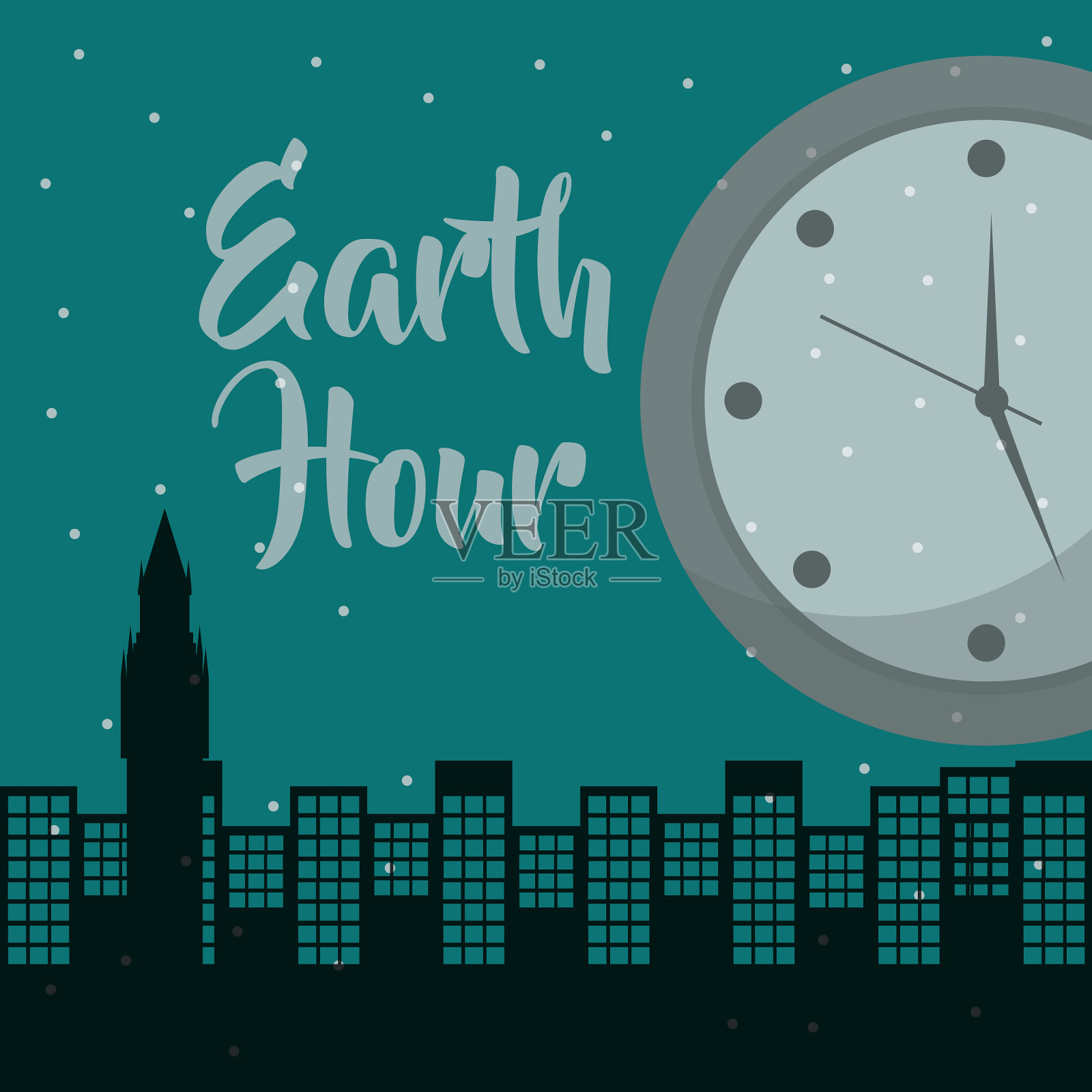 地球一小时卡通插画图片素材