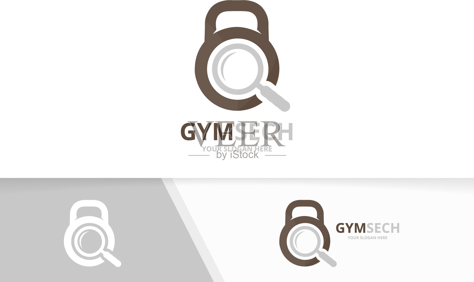 运动和放大镜的标志结合健身房和插画图片素材