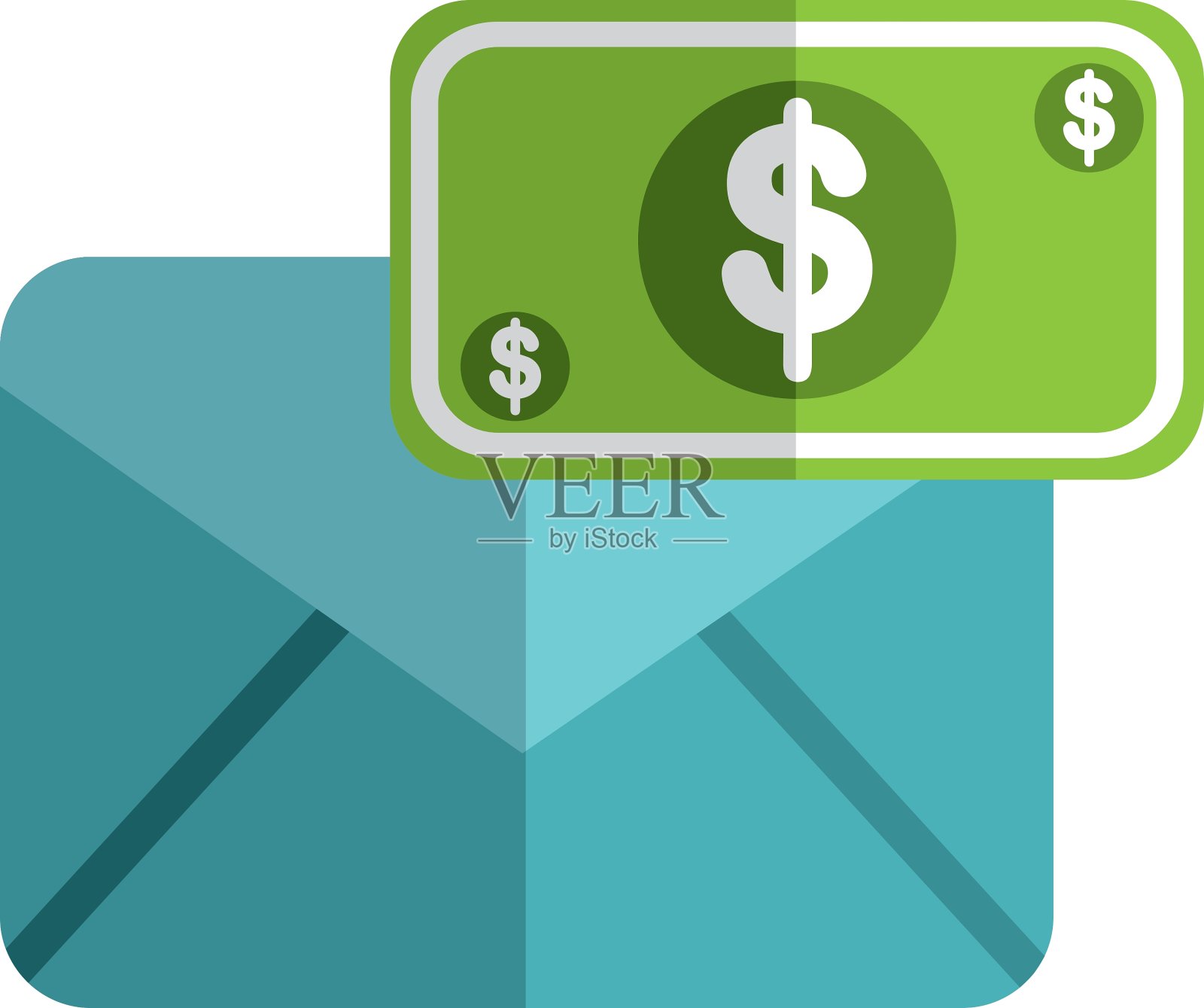 带有商业图标的纸信封插画图片素材