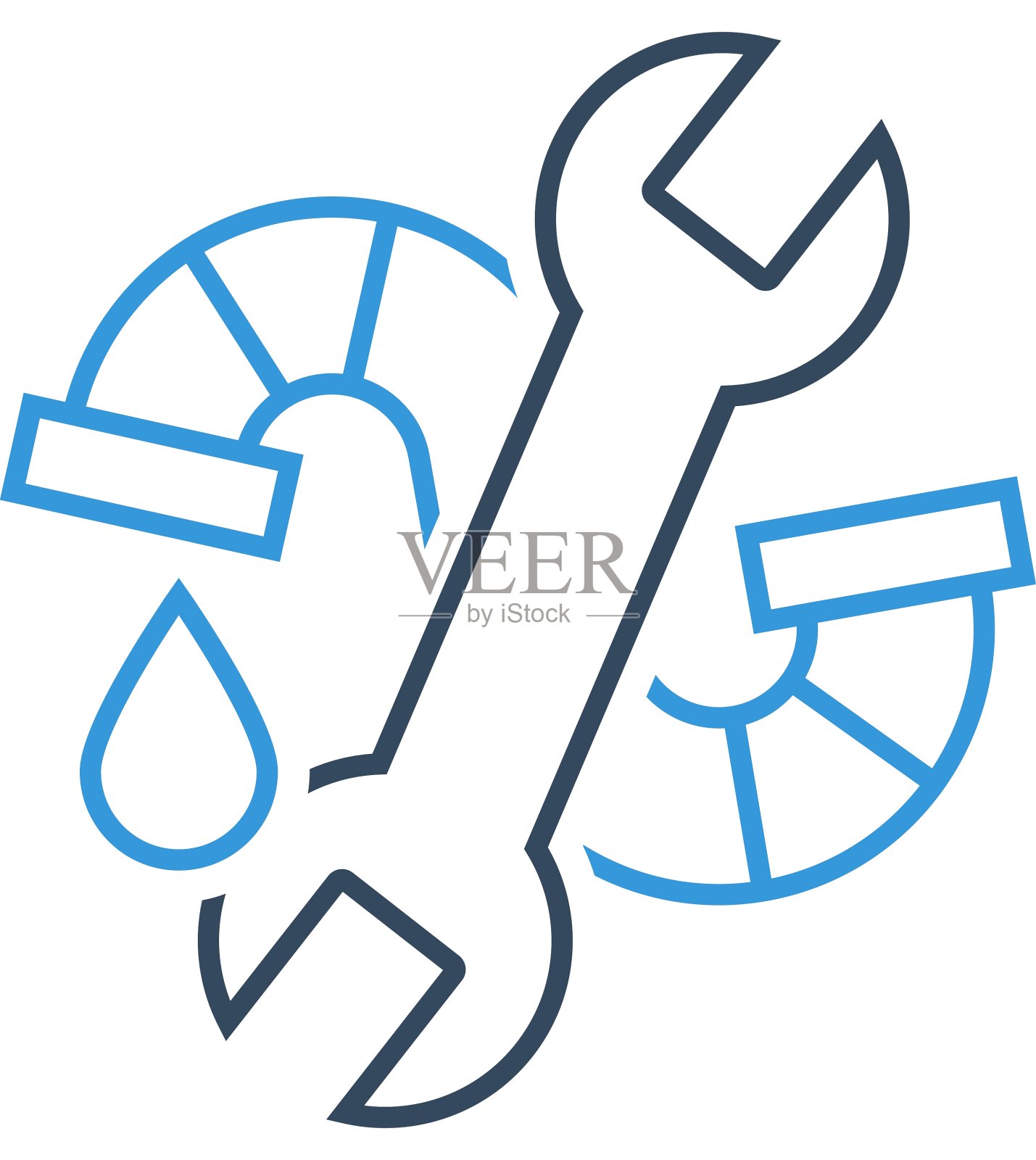 水滴管和扳手管道图标和标志设计元素图片