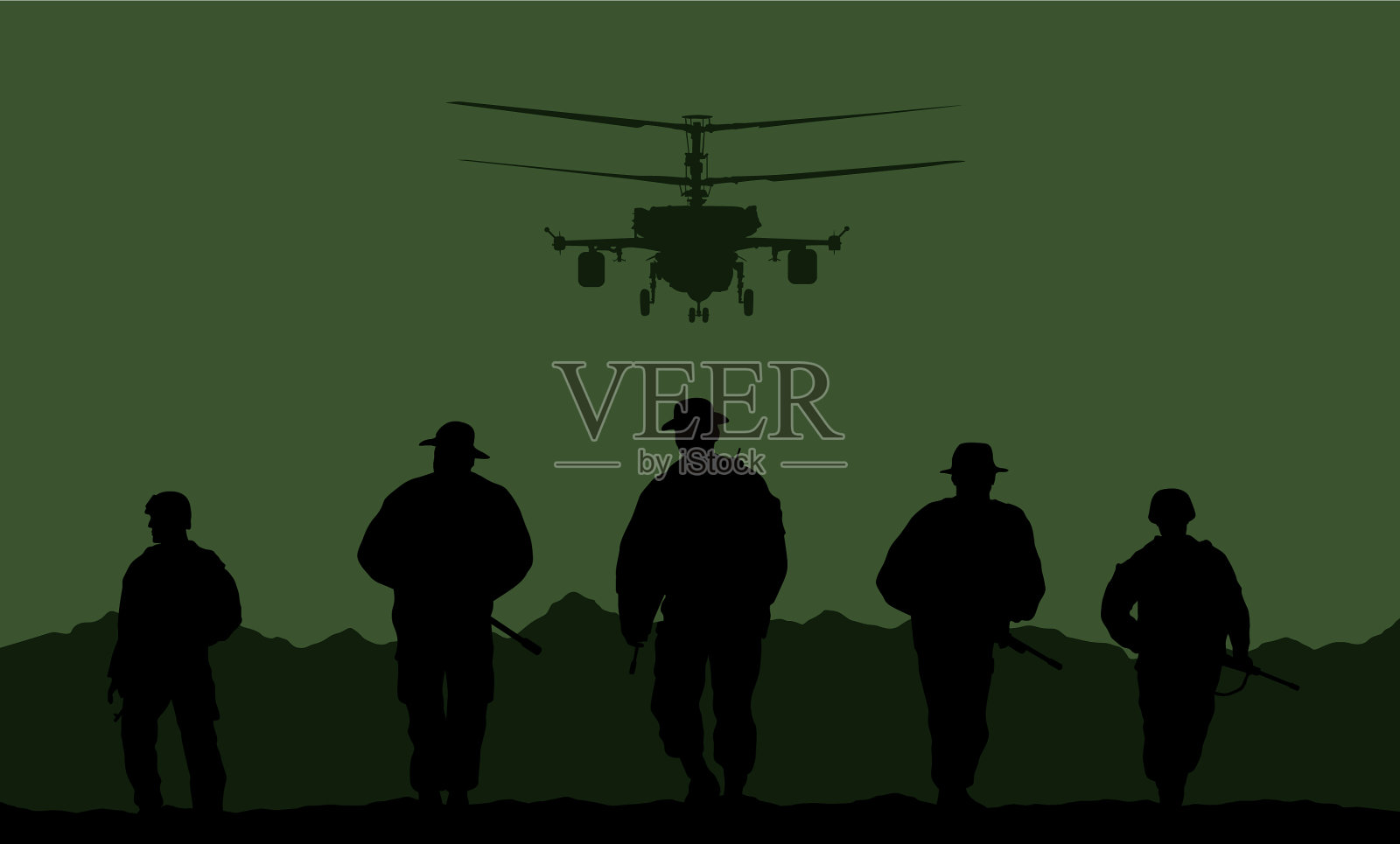 士兵们在执行战斗任务插画图片素材