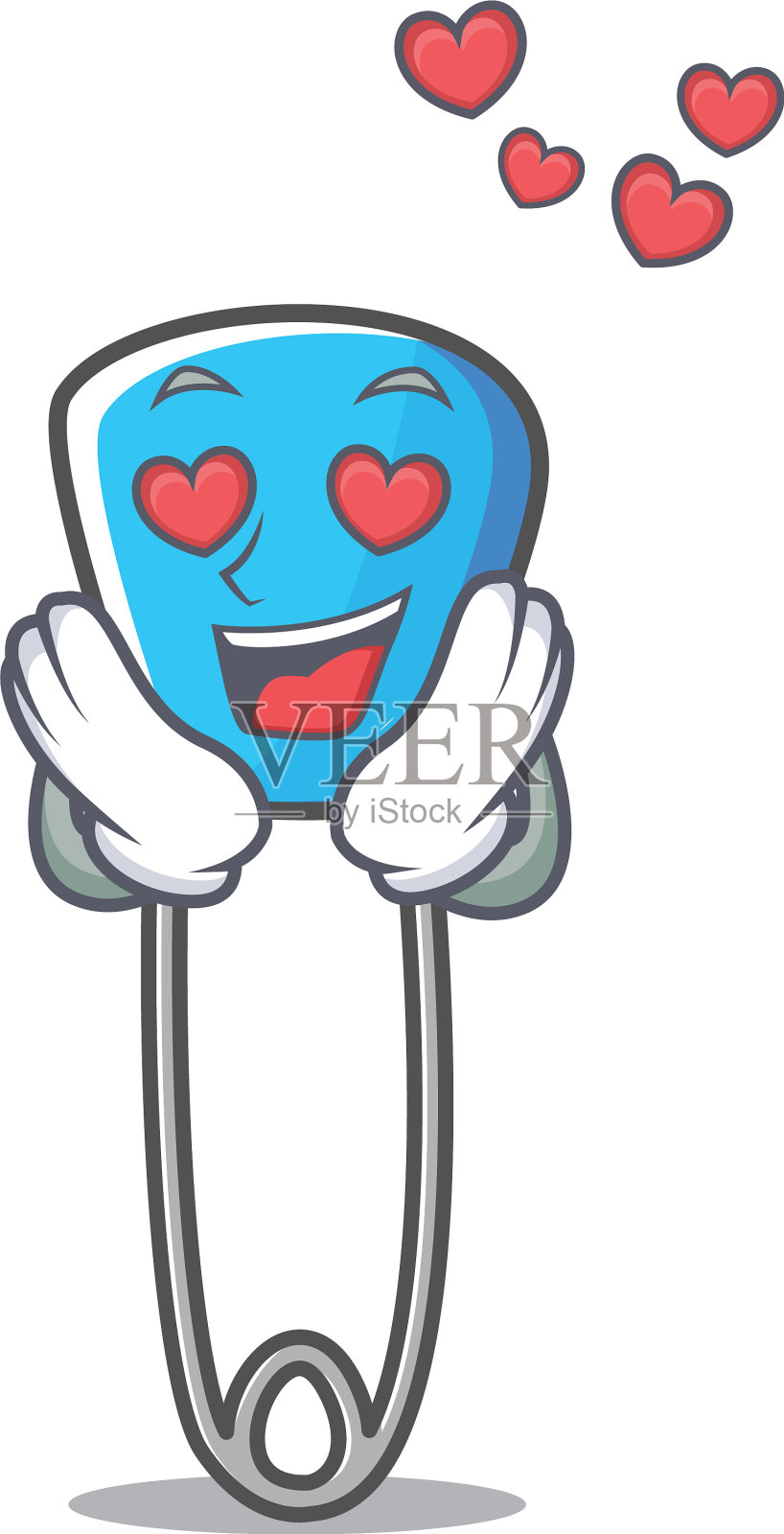 在爱情安全别针吉祥物卡通设计元素图片