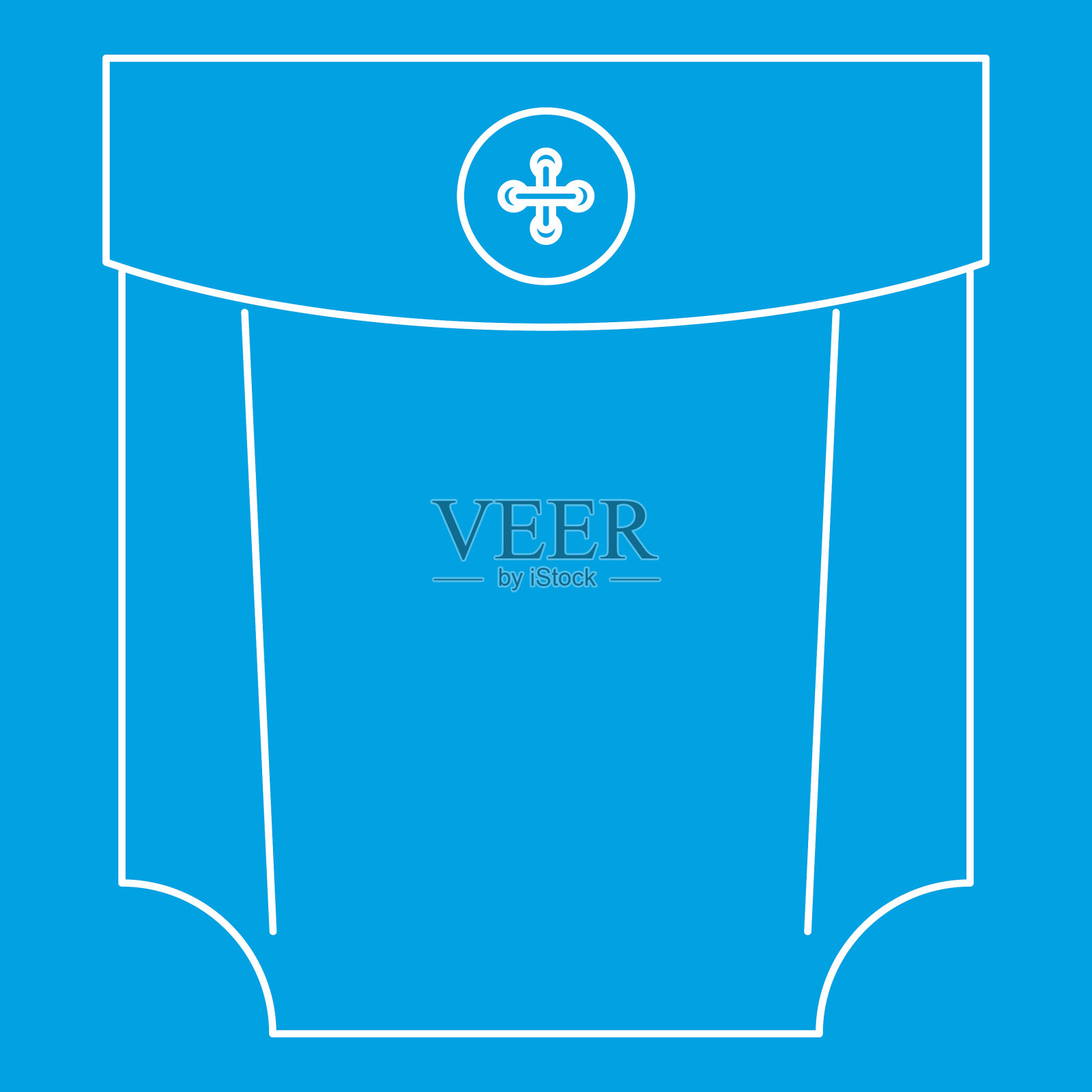 牛仔裤口袋与按钮图标轮廓风格插画图片素材