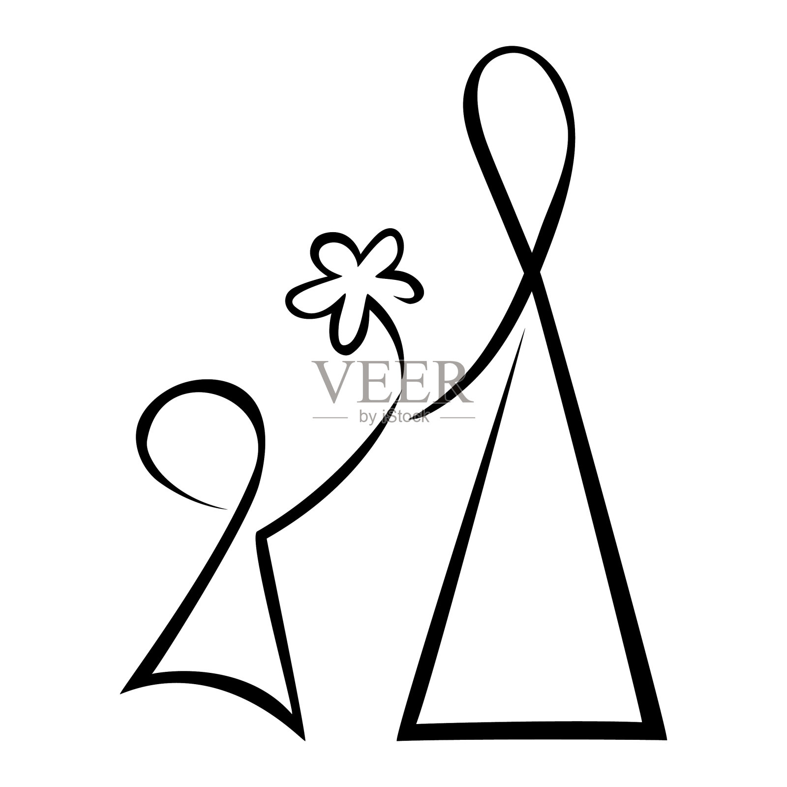 简笔画小孩送花给妈妈设计元素图片