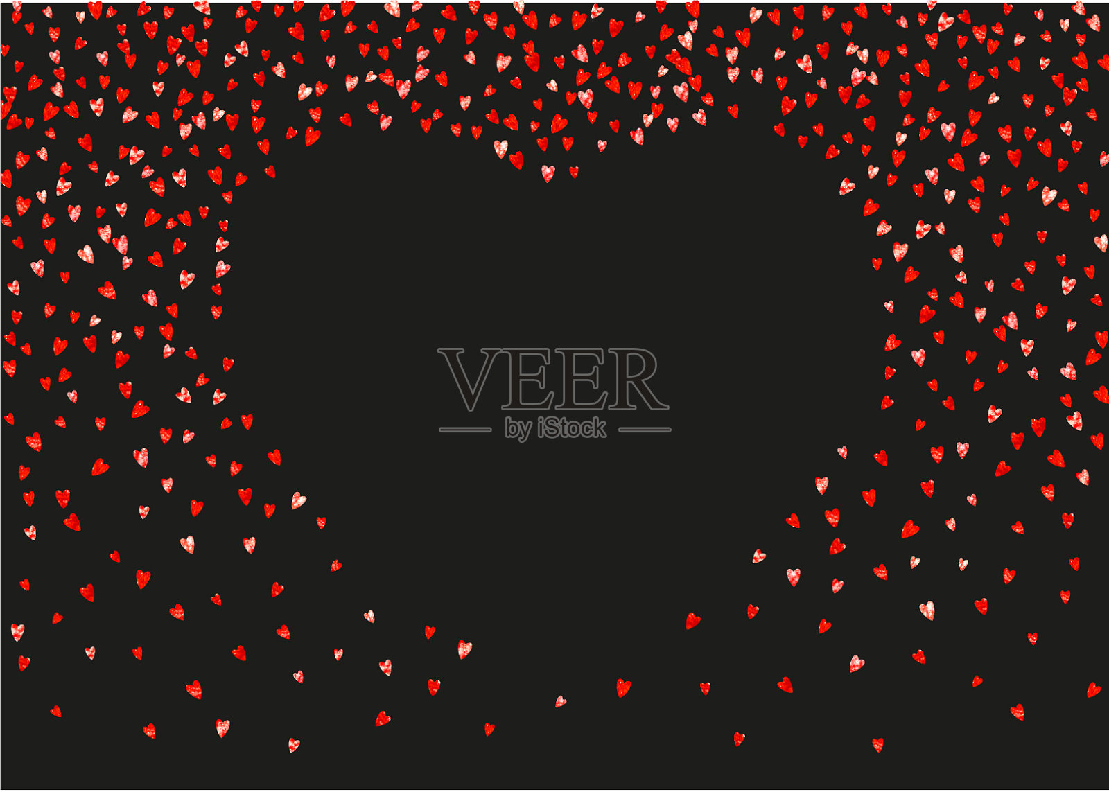 情人节的心用闪闪发光的红色插画图片素材