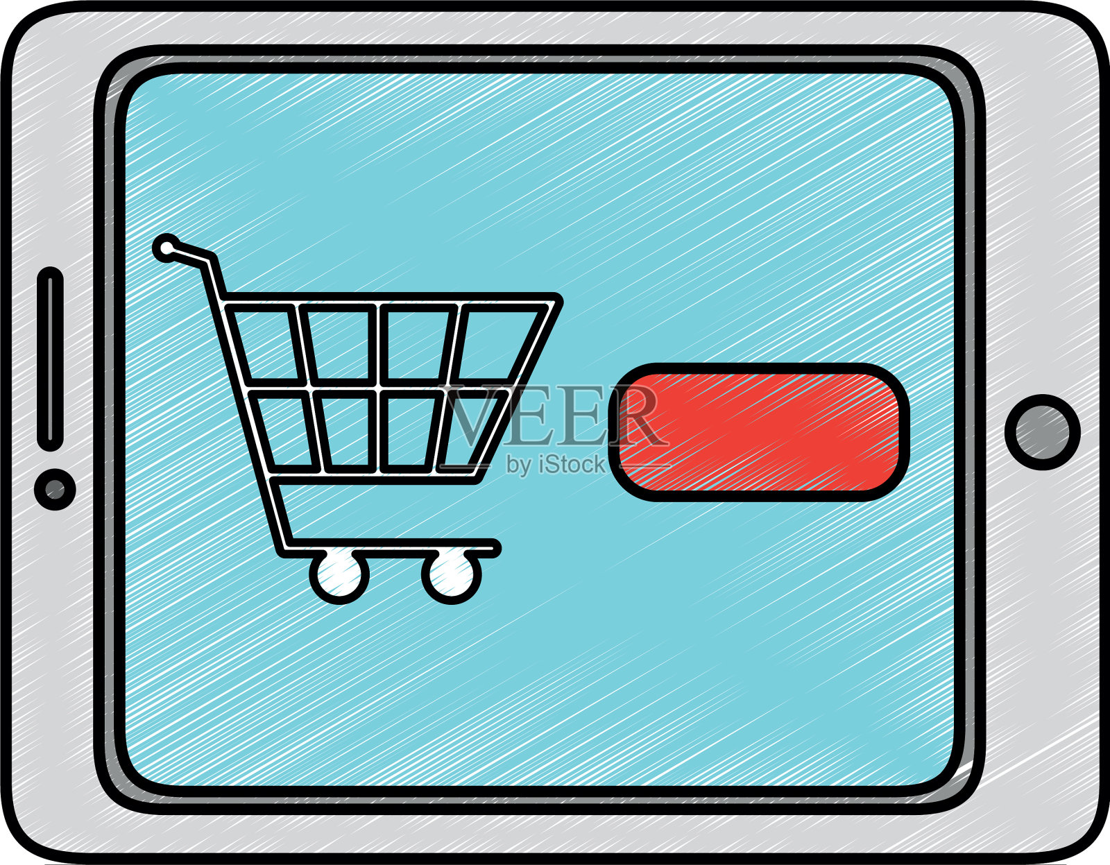 带有电子商务应用程序的平板设备插画图片素材