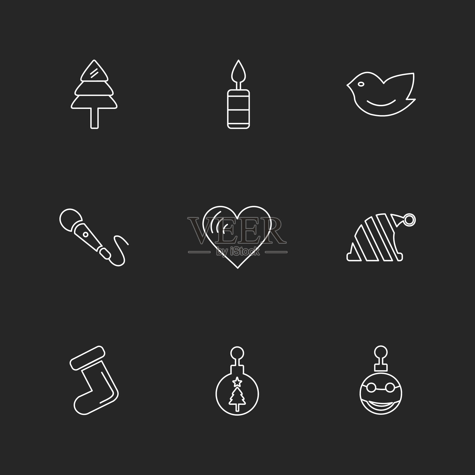 平安夜雪花飘洒圣诞树图标素材