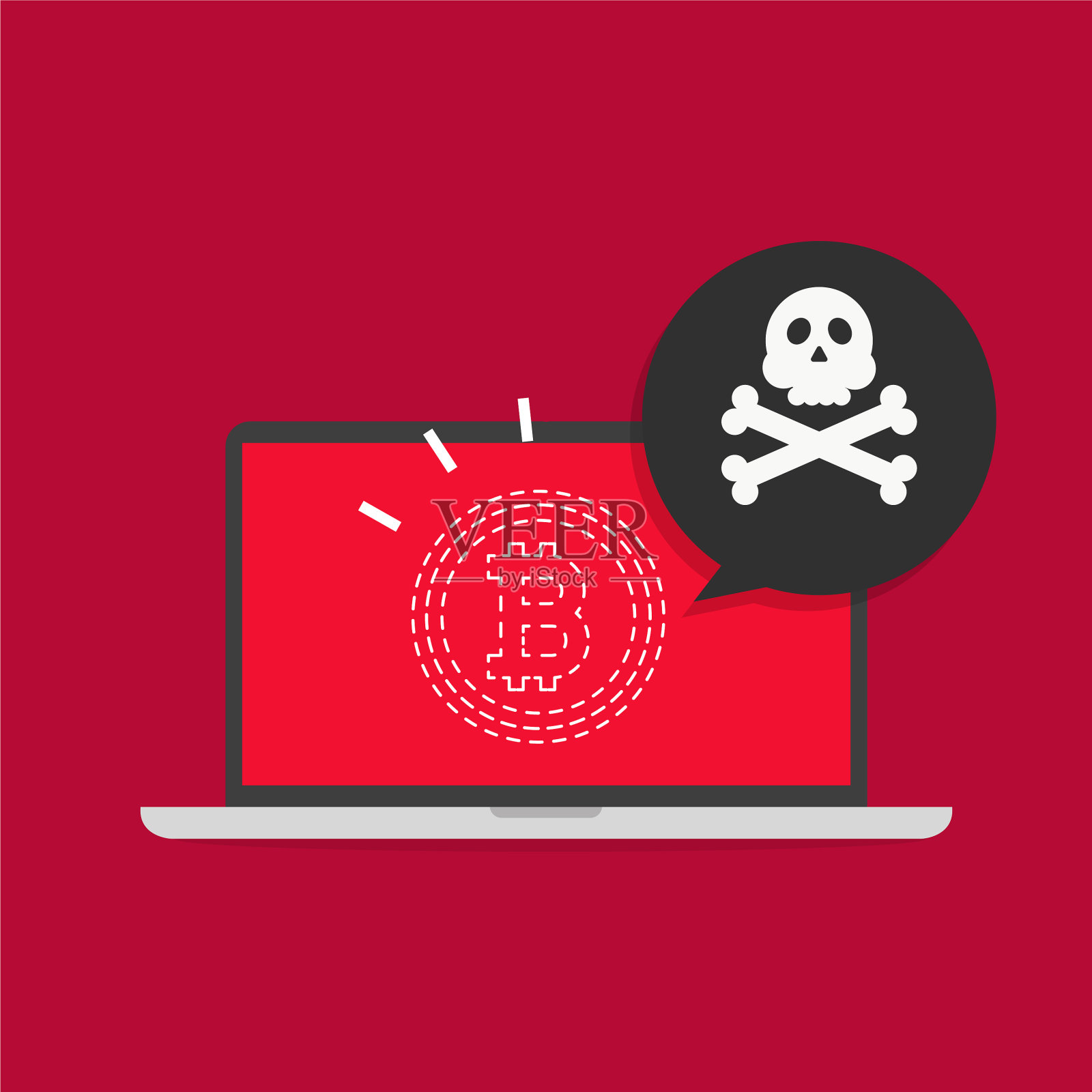 比特币黑客消失在电脑屏幕上插画图片素材