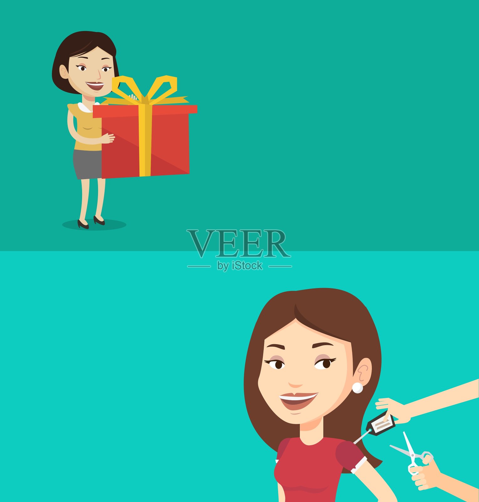 两个购物横幅与文字空间插画图片素材