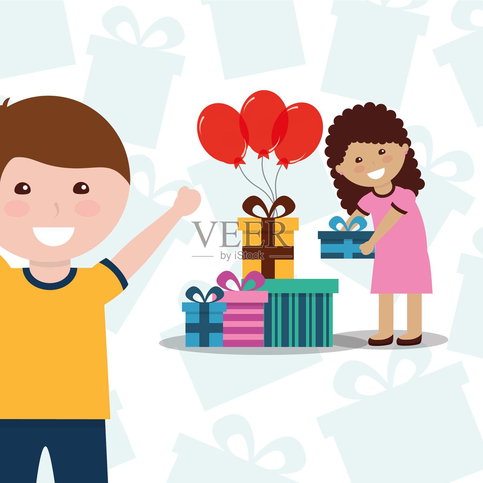 孩子们生日快乐插画图片素材