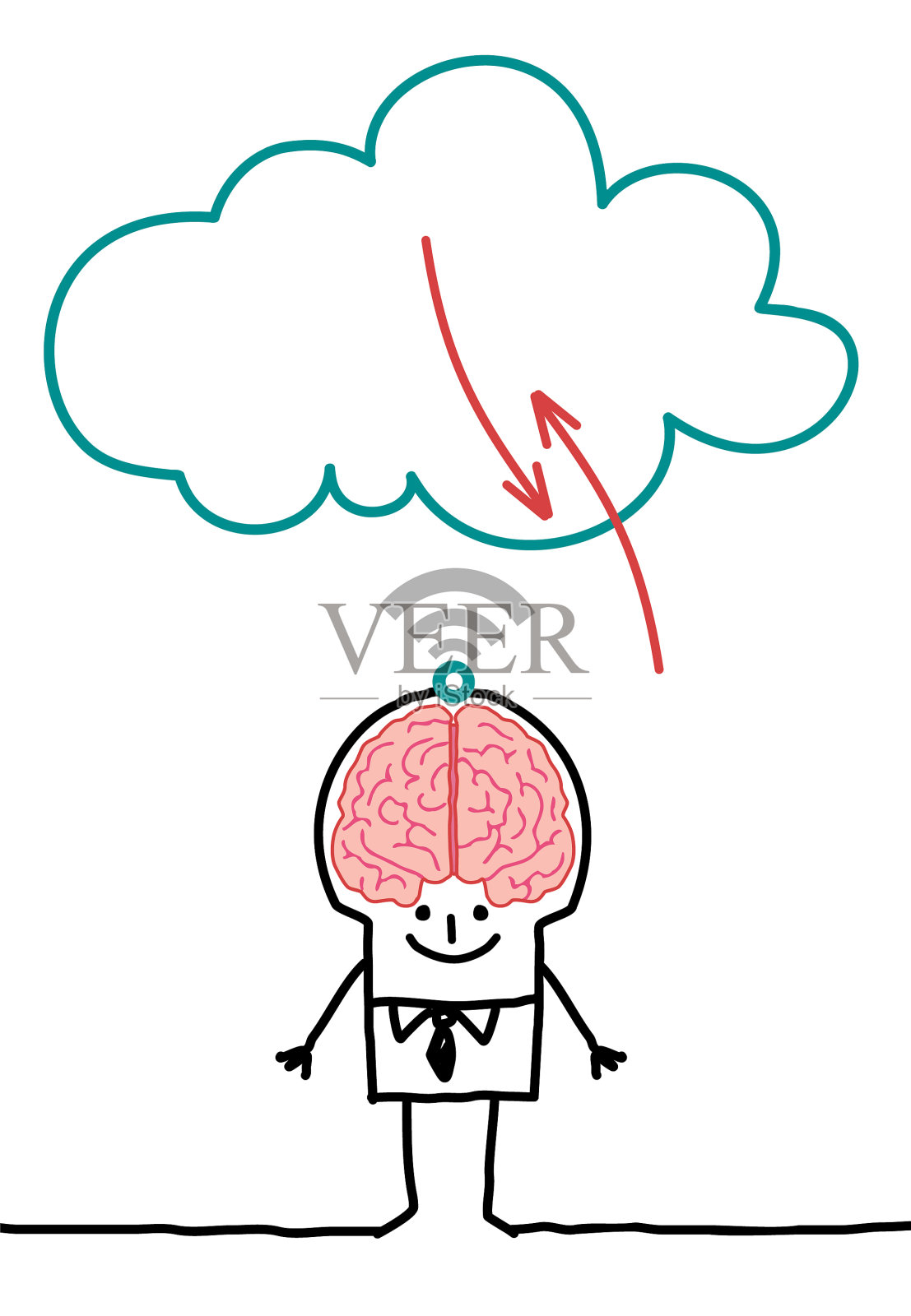 卡通人物和云——大脑袋插画图片素材