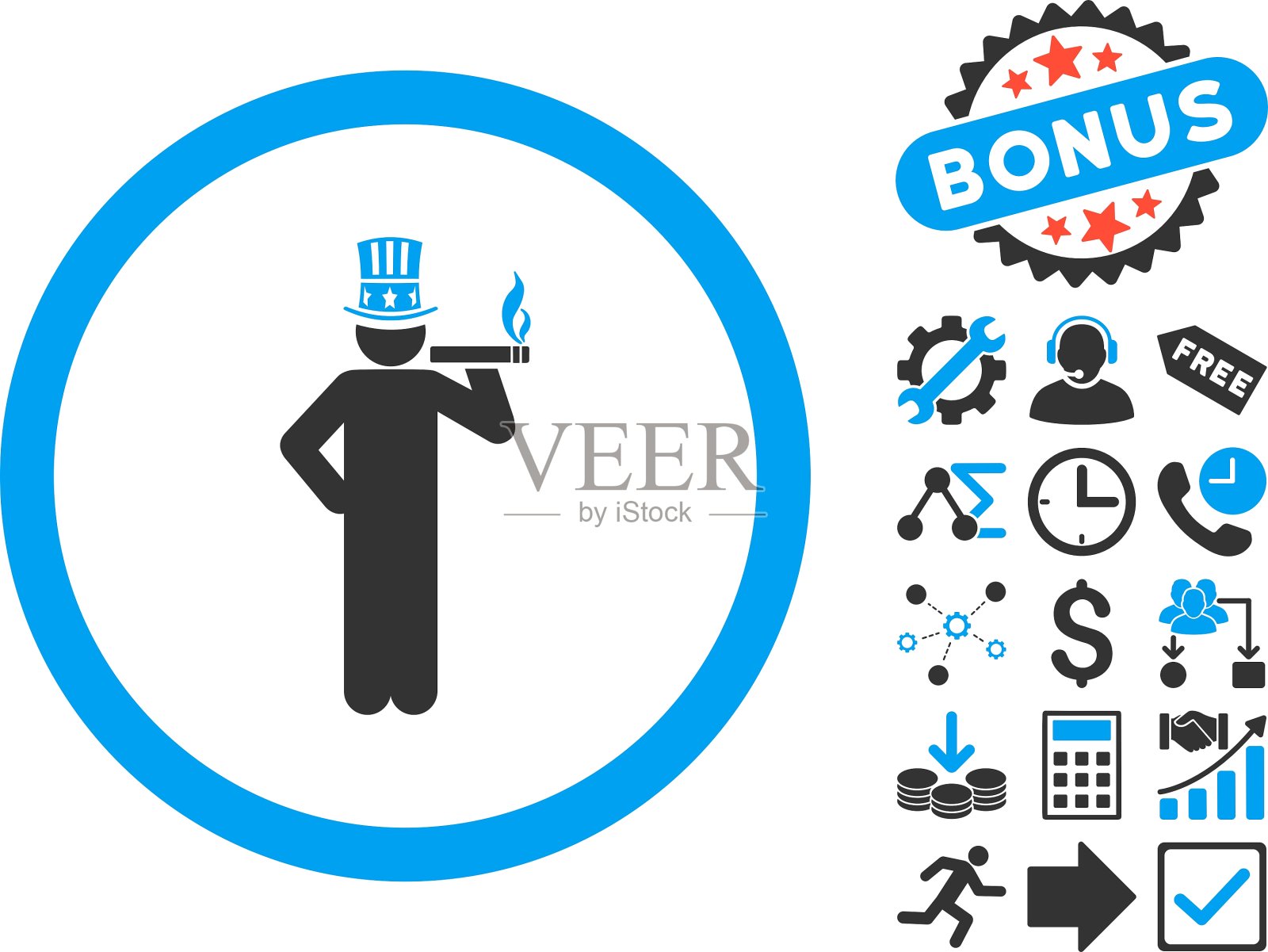 带有奖金的美国资本主义平面图标插画图片素材