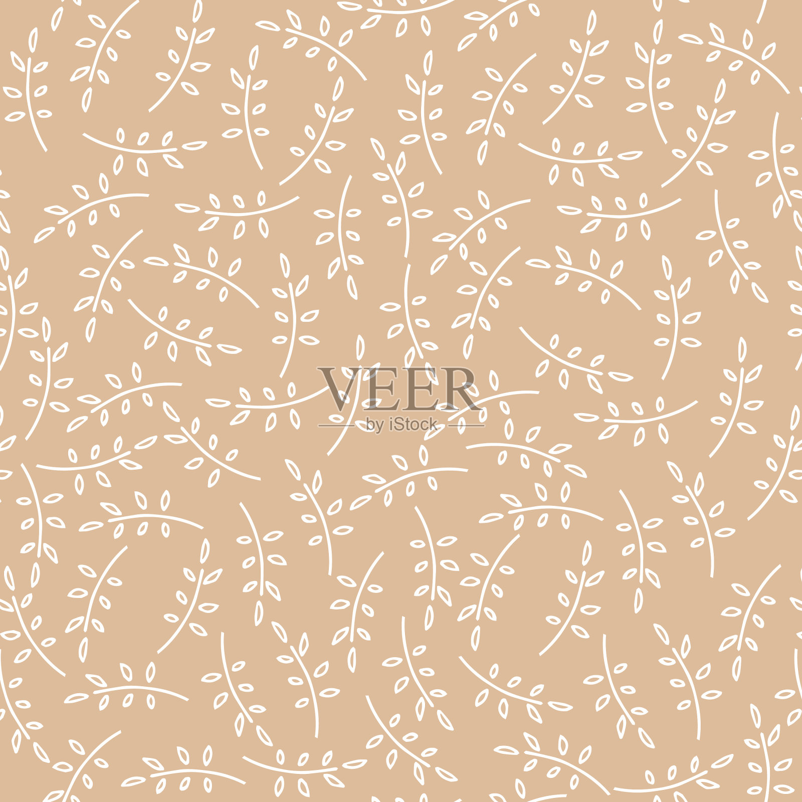 图案与可爱的小树枝在棕色插画图片素材