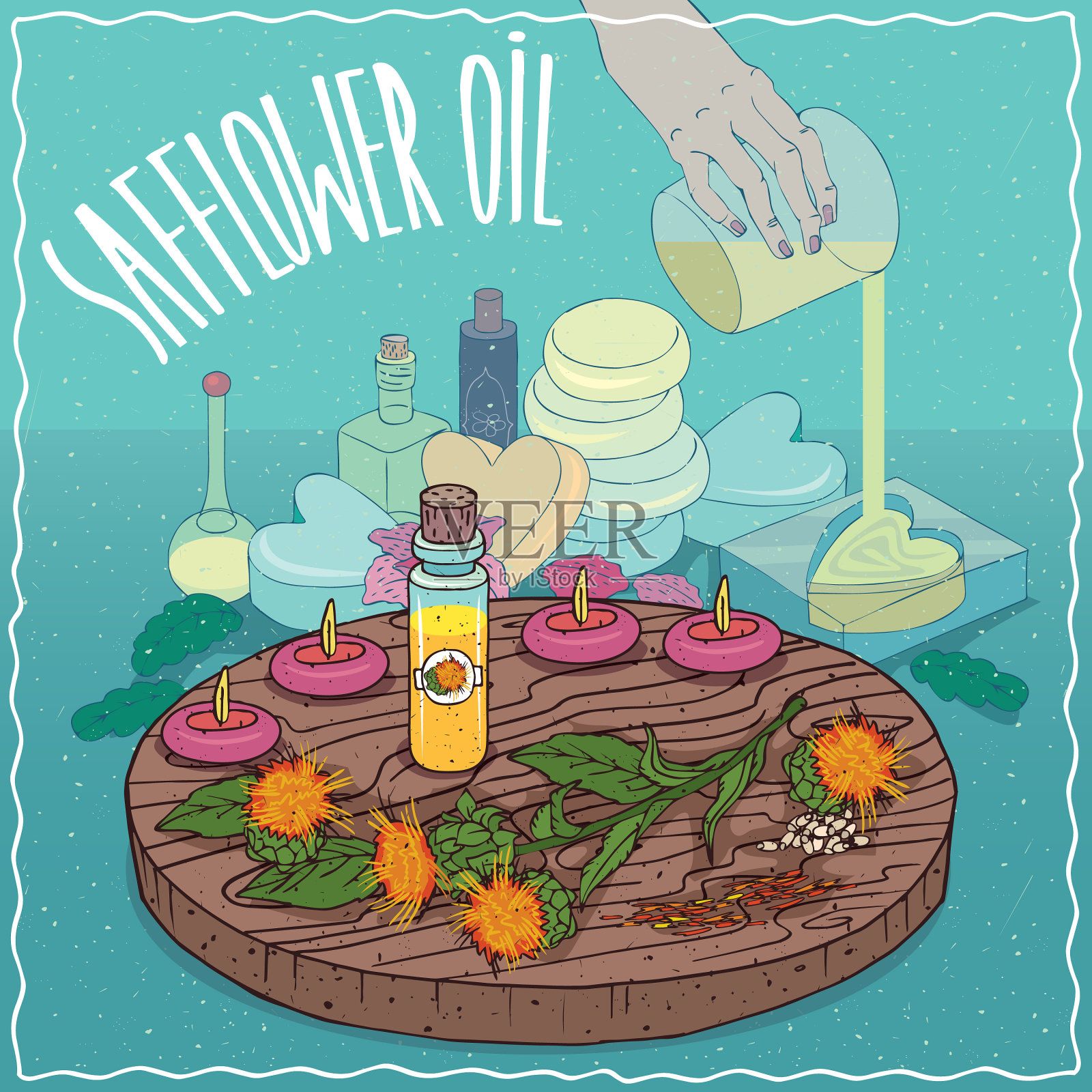 用于制作肥皂的红花油插画图片素材