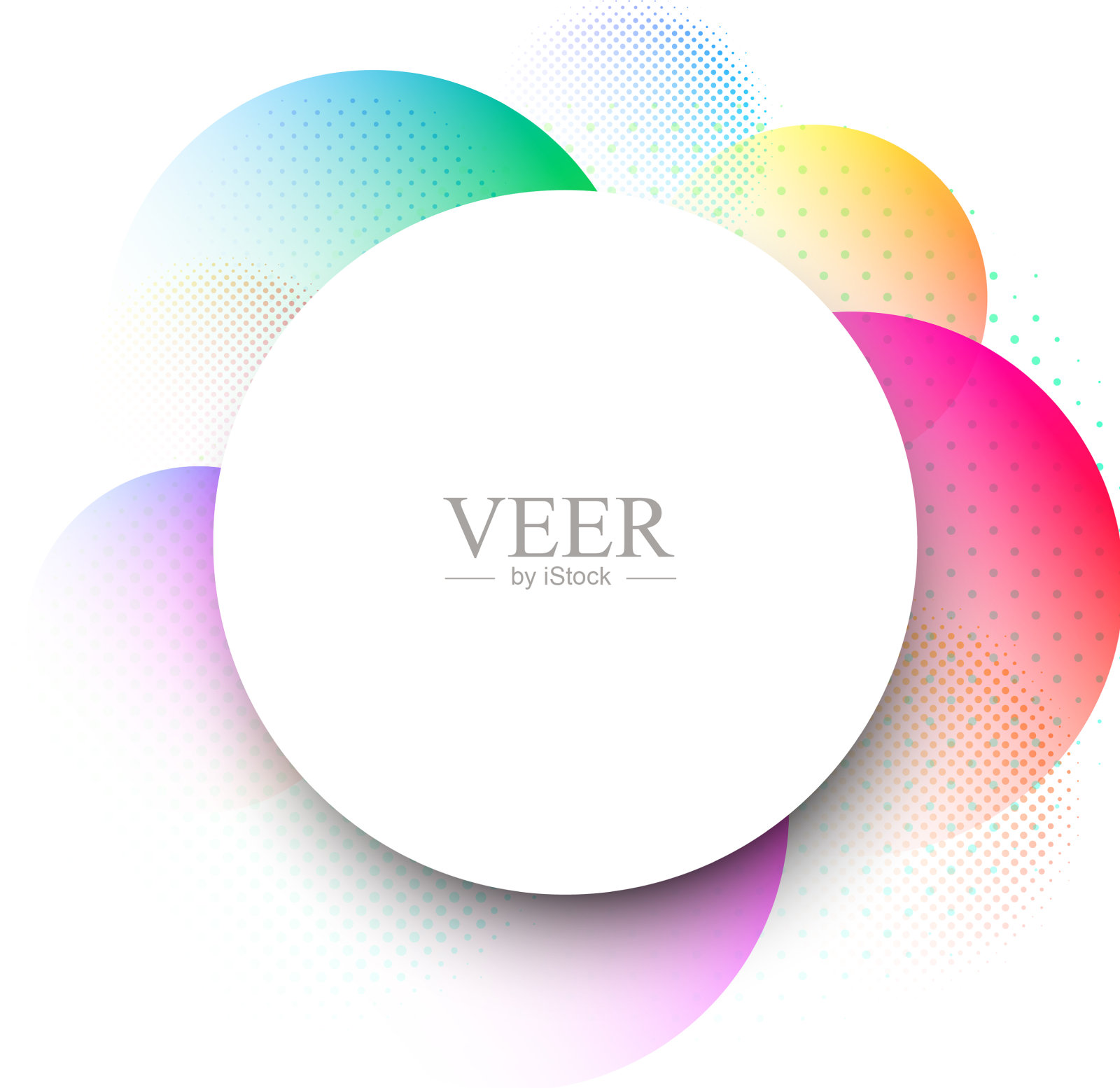 白色圆形背景和彩色圆圈插画图片素材