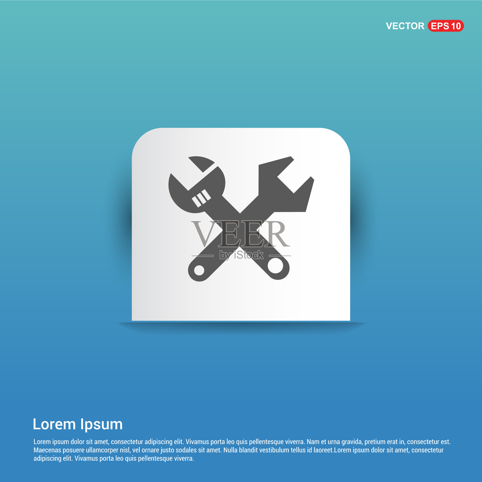 扳手图标-蓝色贴纸按钮插画图片素材