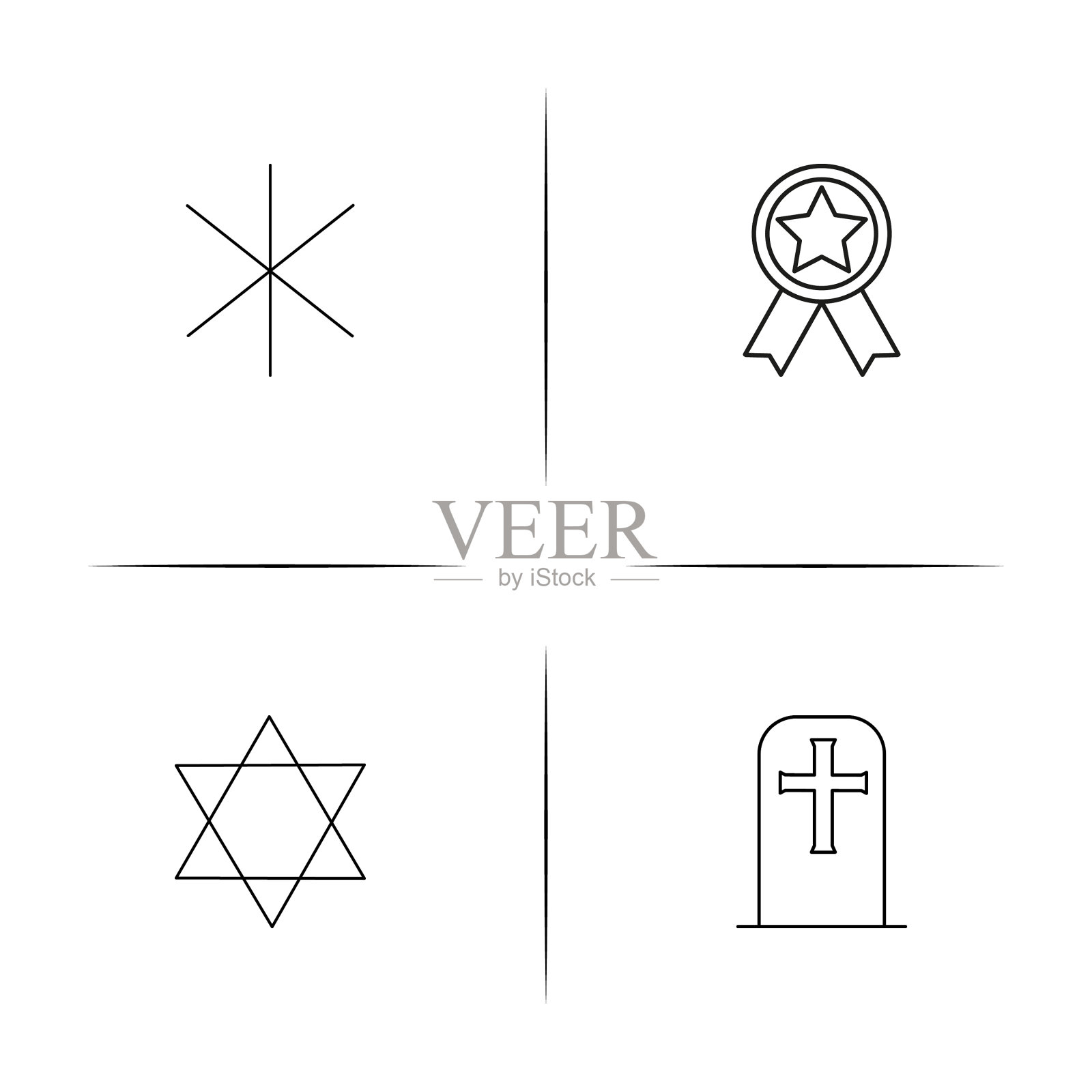 宗教简单的线性图标设置概述图标图标素材