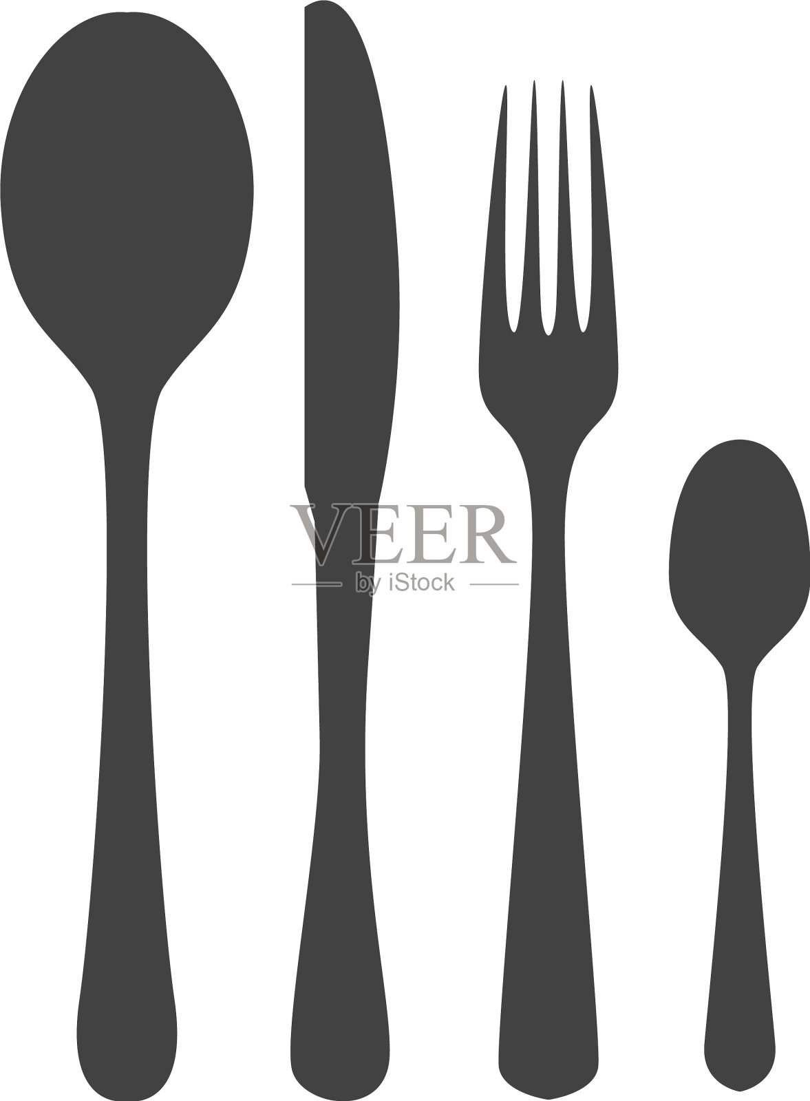 叉子、盘子、勺子图标插画图片素材