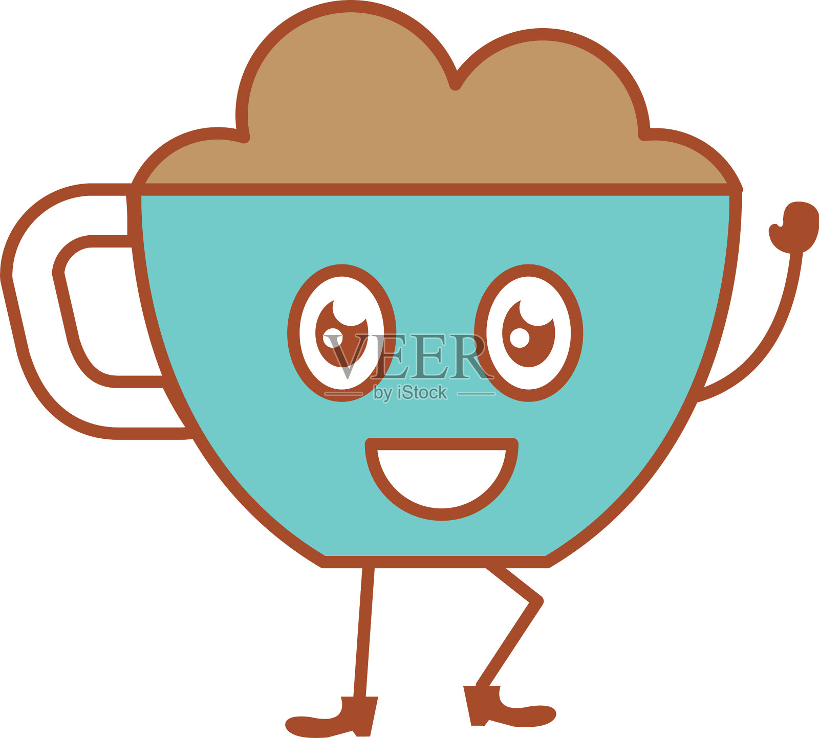 咖啡杯卡哇伊性格插画图片素材