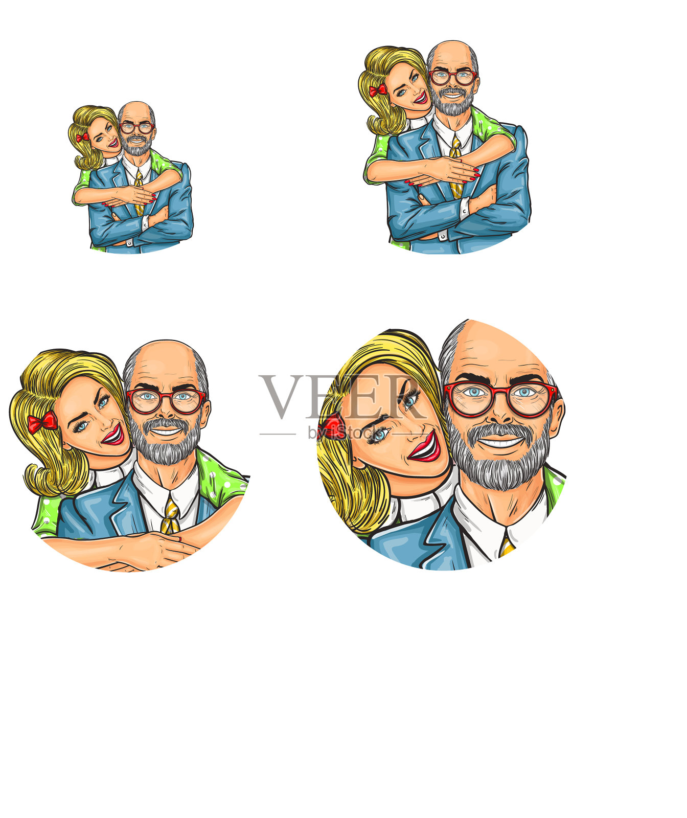 流行艺术社交网络用户的头像插画图片素材