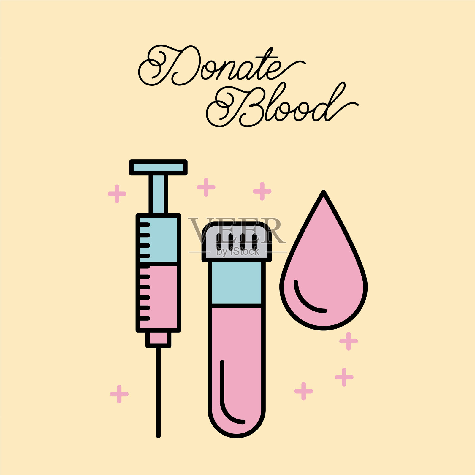 捐血注射器试管滴插画图片素材