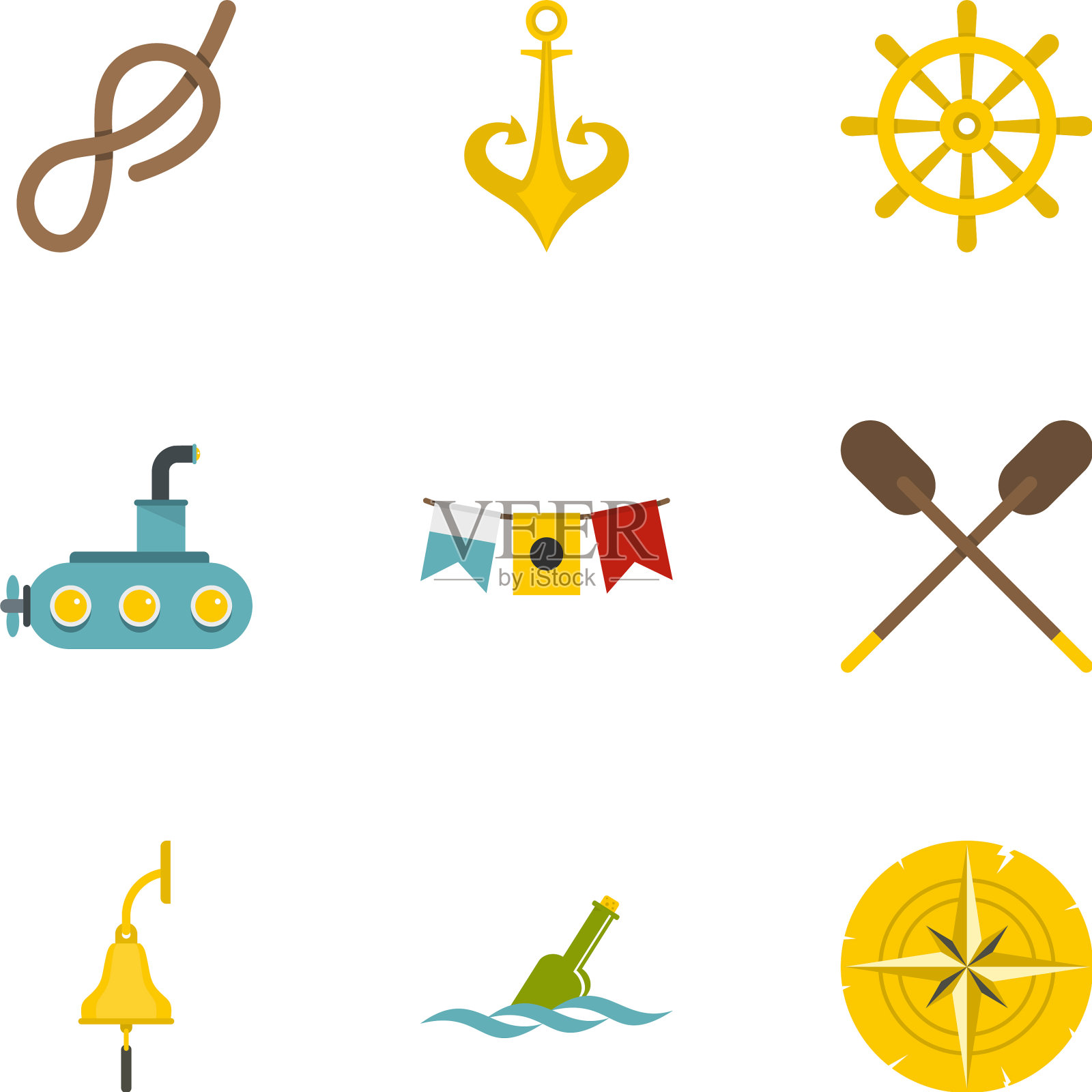 水手图标设置扁平风格图标素材