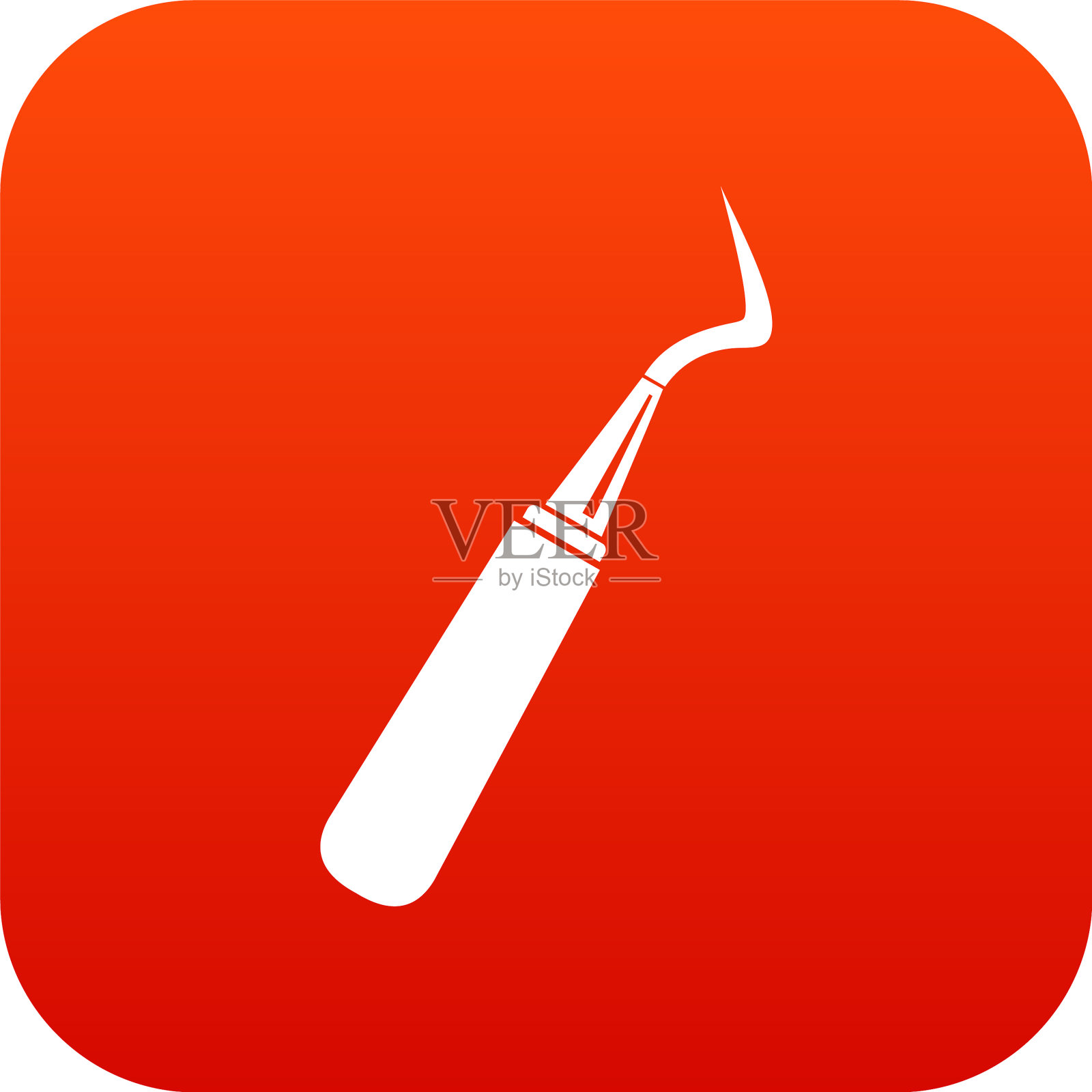 牙科探头图标数字红色插画图片素材