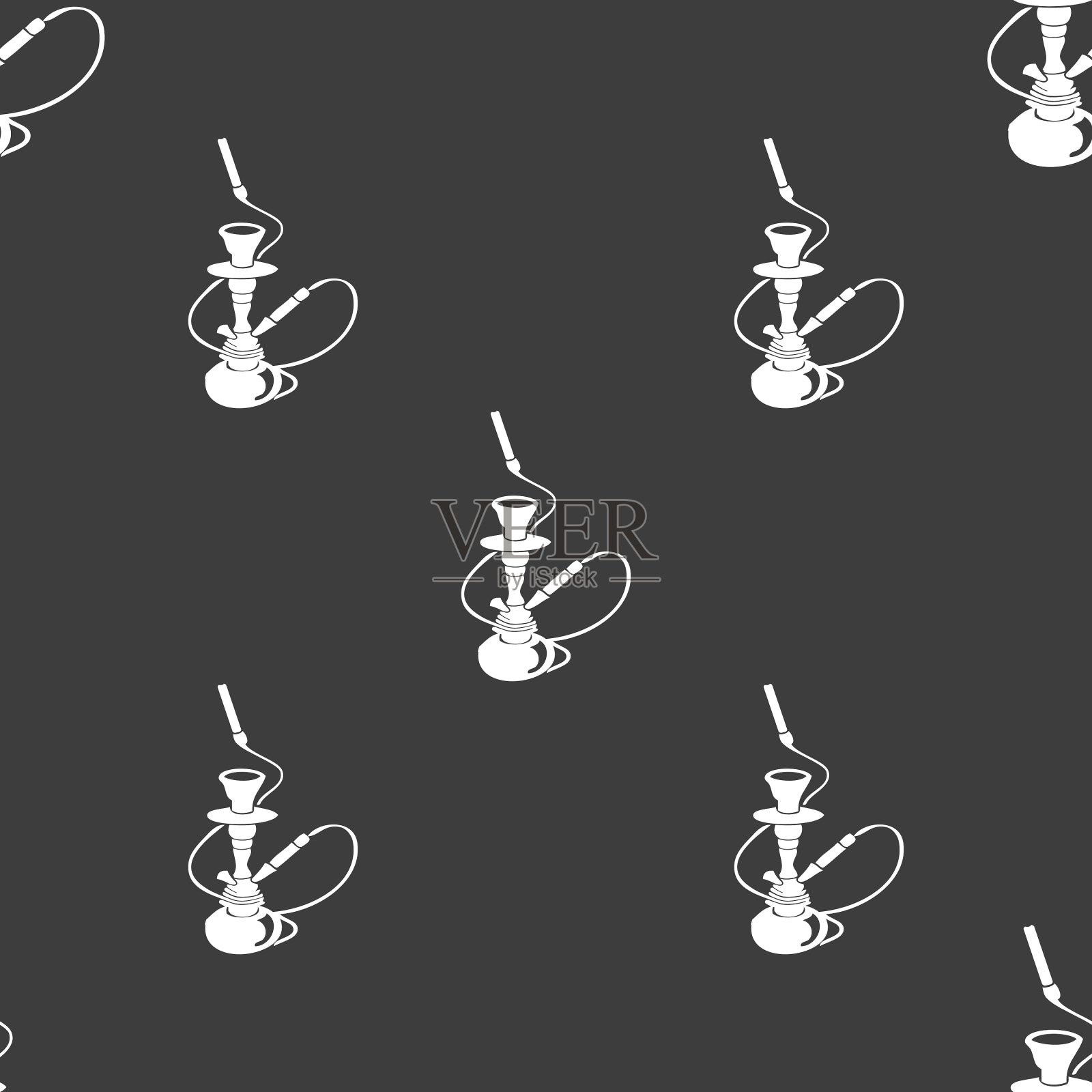 水烟标志灰色背景无缝图案插画图片素材