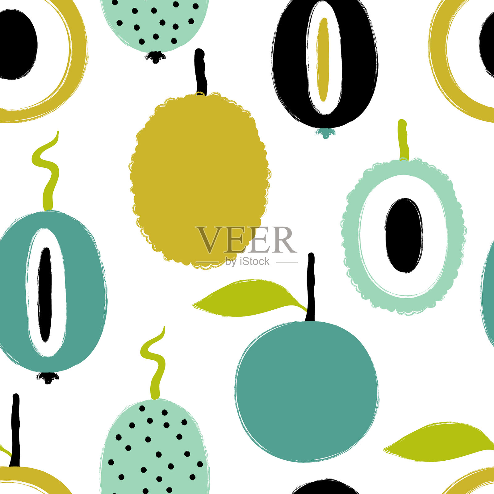 刷杂色异国水果无缝图案插画图片素材