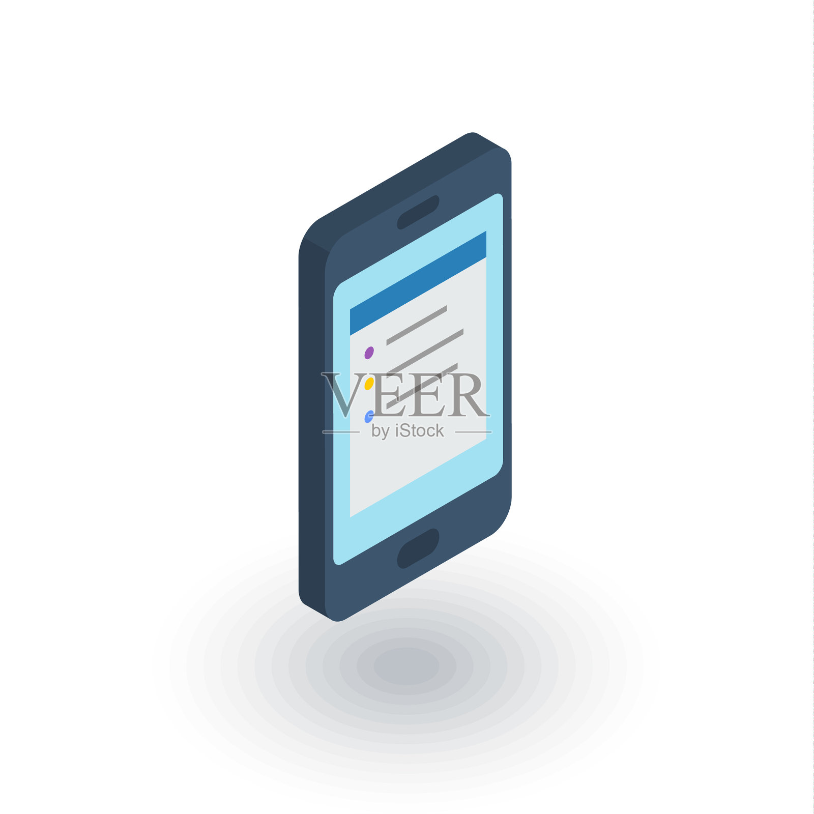 智能手机手机等距平面图标3d设计元素图片