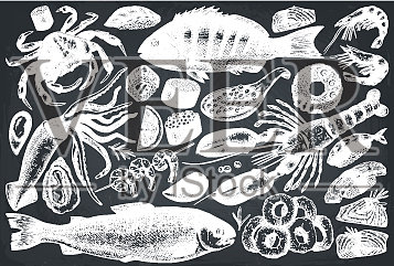 手绘海鲜套装插画图片素材