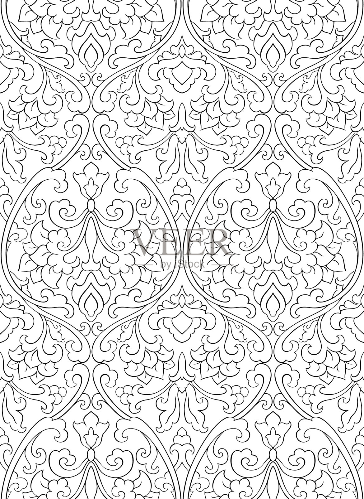 图案与花的墙纸插画图片素材