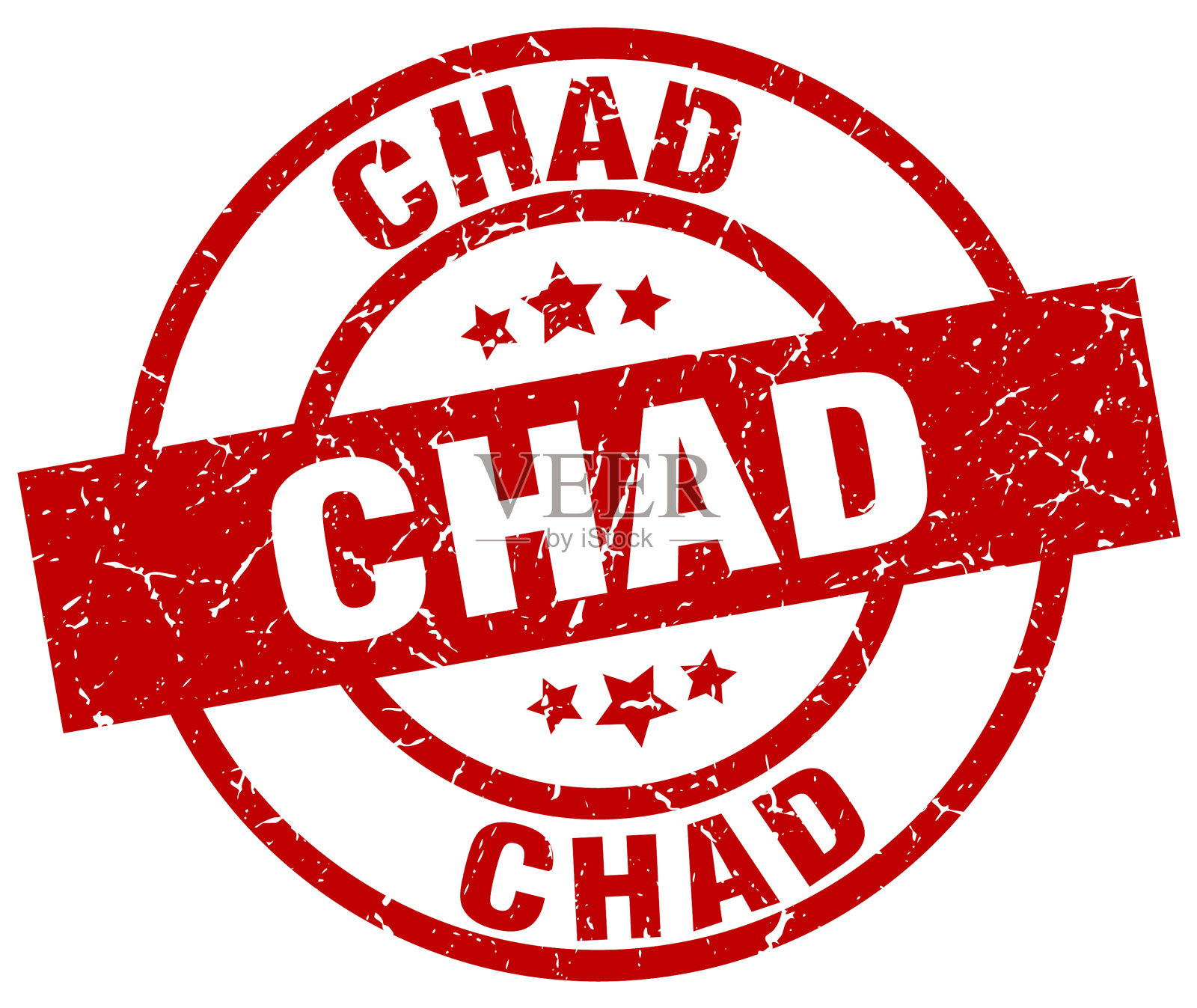 查德红色圆形垃圾邮票插画图片素材