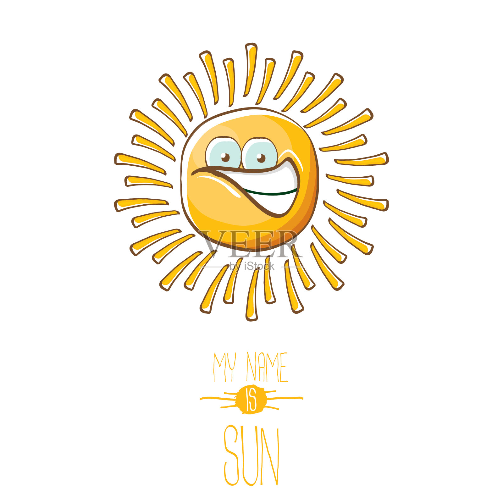 时髦的卡通风格的夏季太阳人物插画图片素材