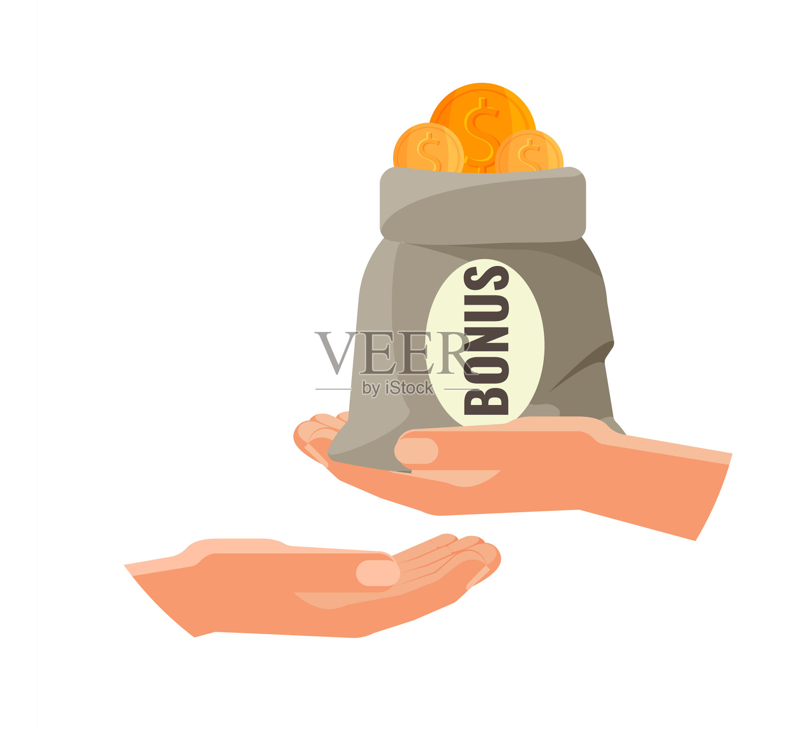 给钱袋与奖金文本概念一设计元素图片